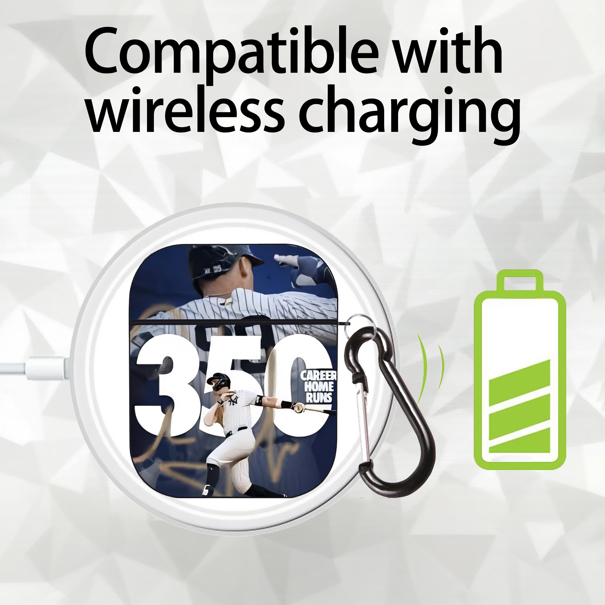 Aaron Judge's 350th Career Home Runs AirPods 2 Case Hard Shell Black, Flexible PC Material, Precise Cutouts, Full Protection, Anti-Fingerprint, Washable, Includes Keychain – Durable & Slim Design