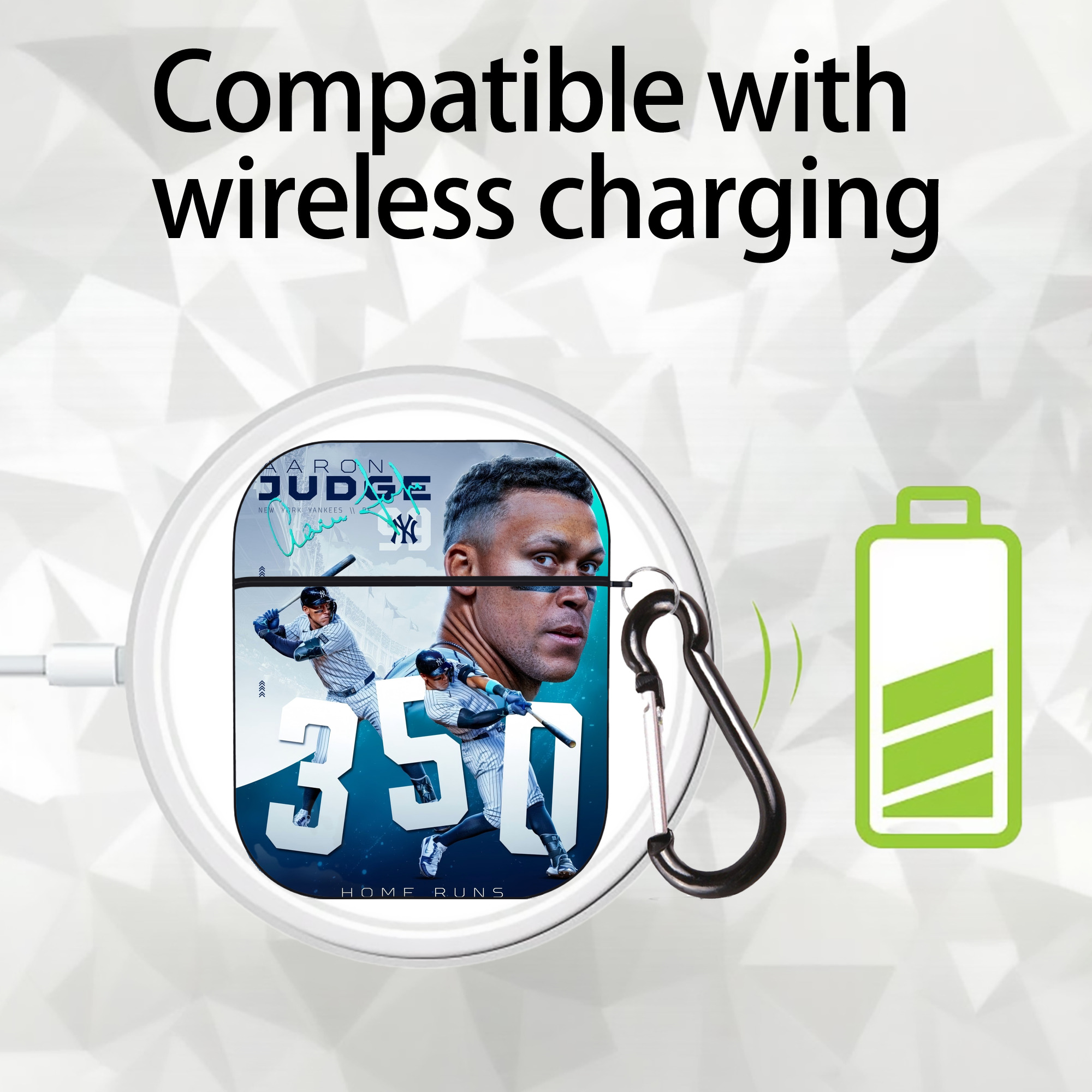 Aaron Judge's 350th Career Home Runs AirPods 2 Case Hard Shell Black, Flexible PC Material, Precise Cutouts, Full Protection, Anti-Fingerprint, Washable, Includes Keychain – Durable & Slim Design