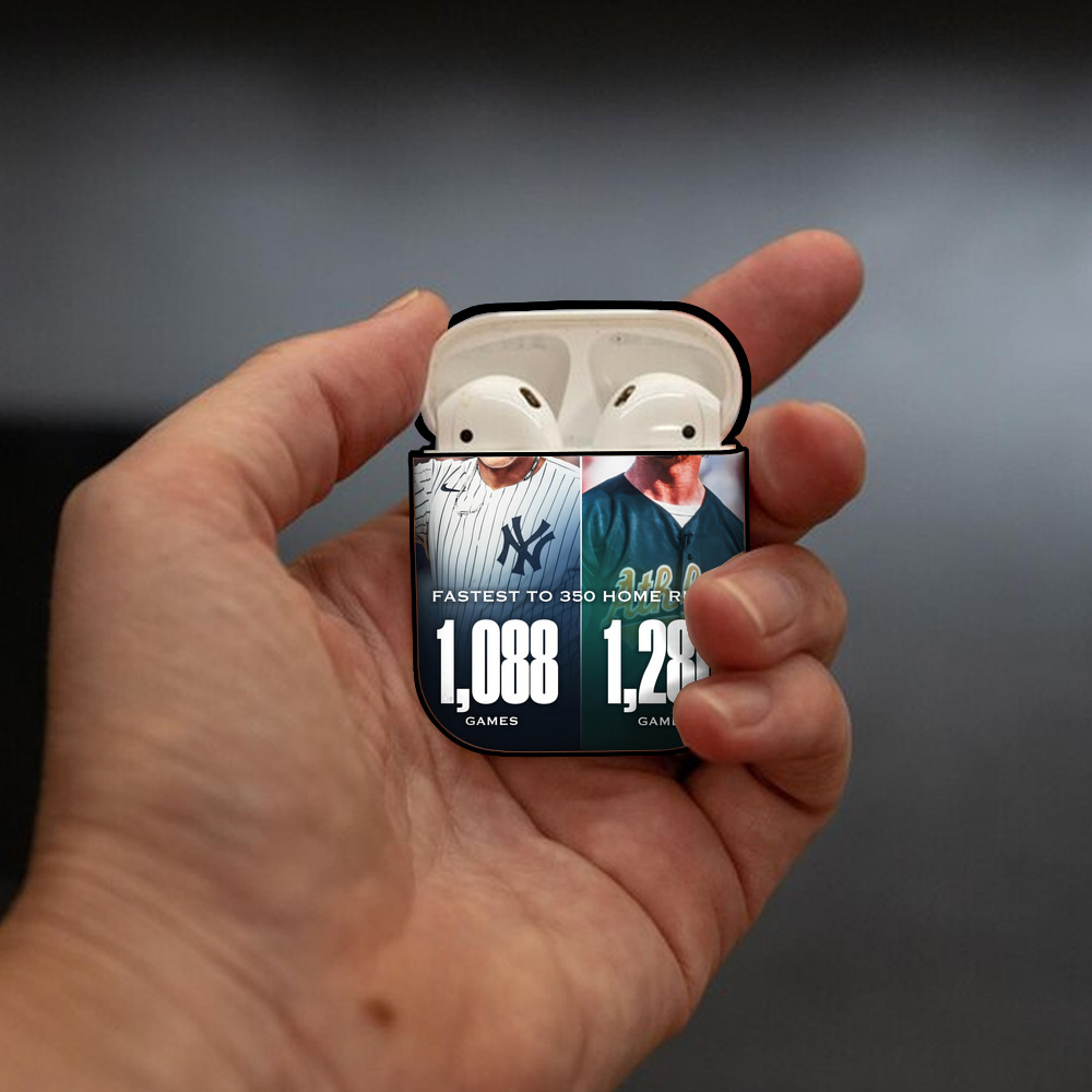 Aaron Judge's 350th Career Home Runs AirPods 2 Case Hard Shell Black, Flexible PC Material, Precise Cutouts, Full Protection, Anti-Fingerprint, Washable, Includes Keychain – Durable & Slim Design