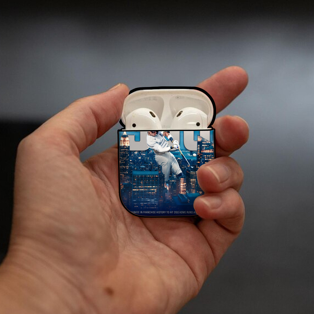 Aaron Judge's 350th Career Home Runs AirPods 2 Case Hard Shell Black, Flexible PC Material, Precise Cutouts, Full Protection, Anti-Fingerprint, Washable, Includes Keychain – Durable & Slim Design