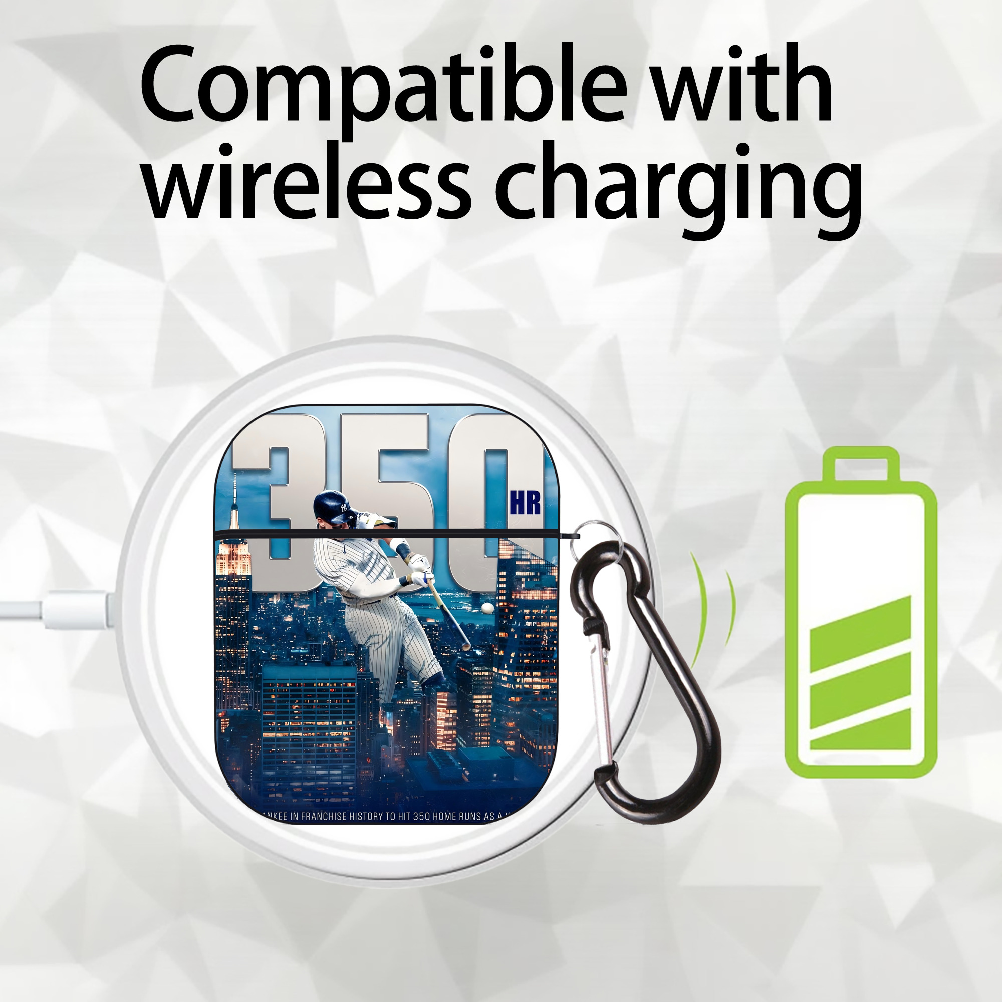 Aaron Judge's 350th Career Home Runs AirPods 2 Case Hard Shell Black, Flexible PC Material, Precise Cutouts, Full Protection, Anti-Fingerprint, Washable, Includes Keychain – Durable & Slim Design