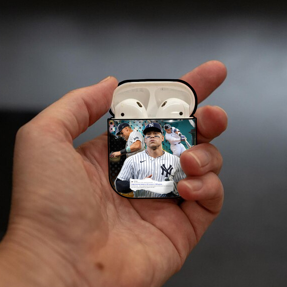 Aaron Judge's 350th Career Home Runs AirPods 2 Case Hard Shell Black, Flexible PC Material, Precise Cutouts, Full Protection, Anti-Fingerprint, Washable, Includes Keychain – Durable & Slim Design