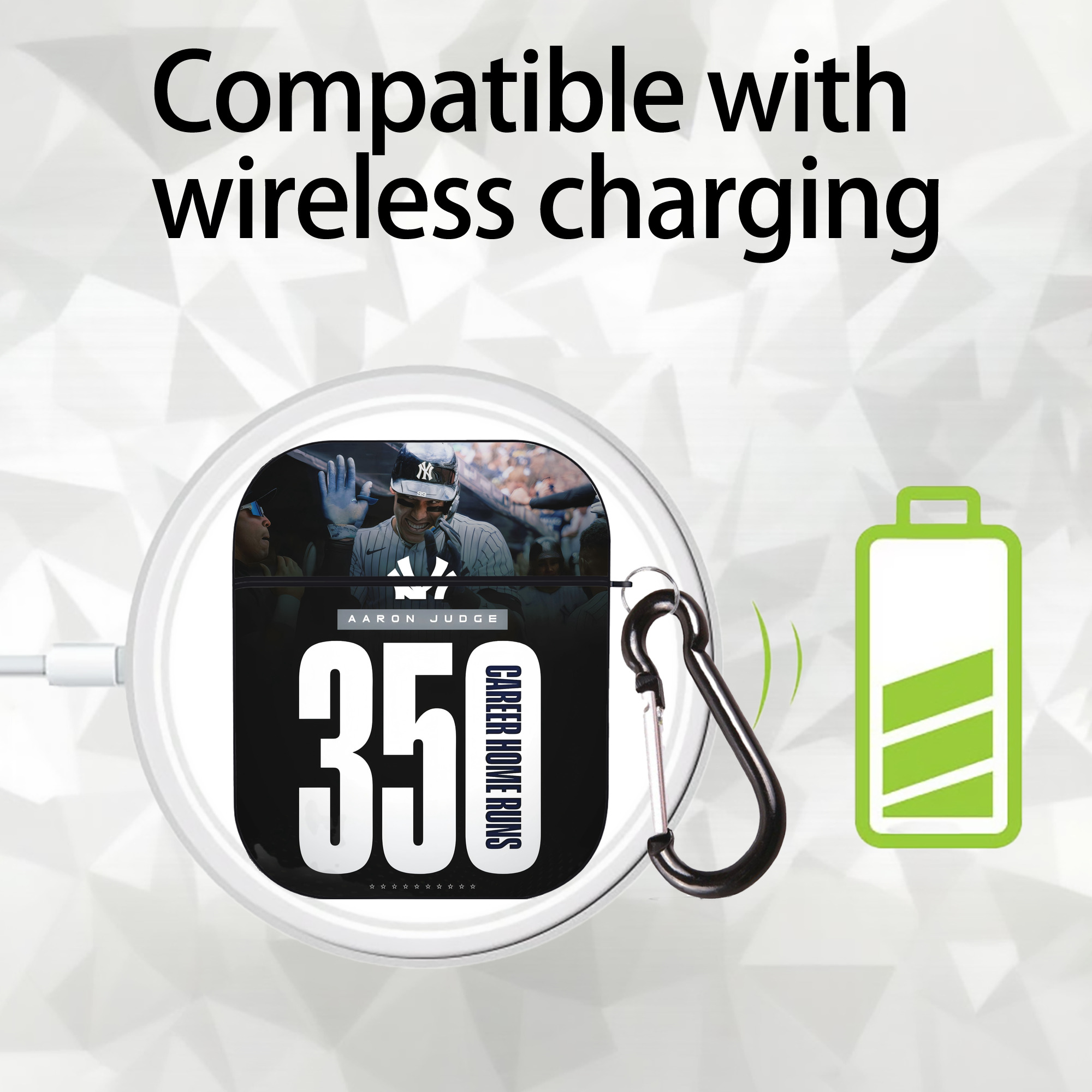 Aaron Judge's 350th Career Home Runs AirPods 2 Case Hard Shell Black, Flexible PC Material, Precise Cutouts, Full Protection, Anti-Fingerprint, Washable, Includes Keychain – Durable & Slim Design