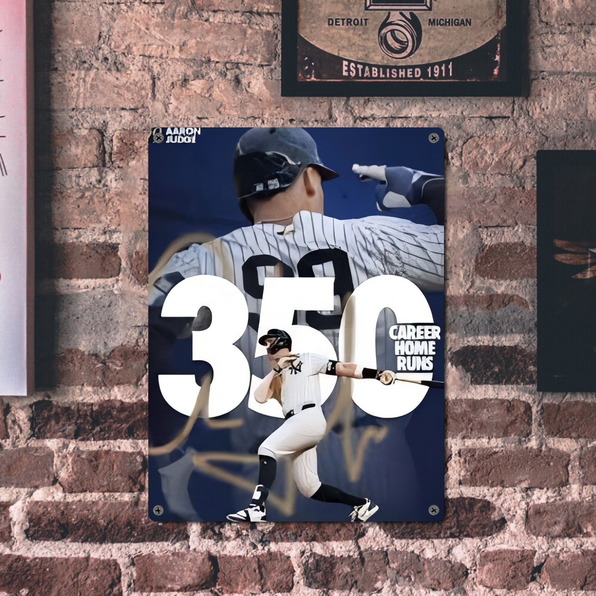 Aaron Judge's 350th Career Home Runs Vintage Metal Tin Sign 12x16inch – Retro Wall Art Decor For Home, Bar, Kitchen, Bedroom, Office – Durable Iron Sheet Poster, Easy To Hang, Full-Color Printing