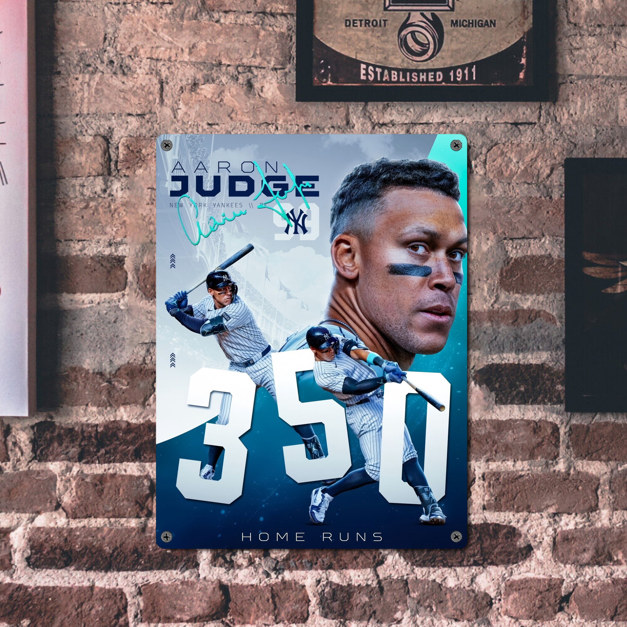 Aaron Judge's 350th Career Home Runs Vintage Metal Tin Sign 12x16inch – Retro Wall Art Decor For Home, Bar, Kitchen, Bedroom, Office – Durable Iron Sheet Poster, Easy To Hang, Full-Color Printing