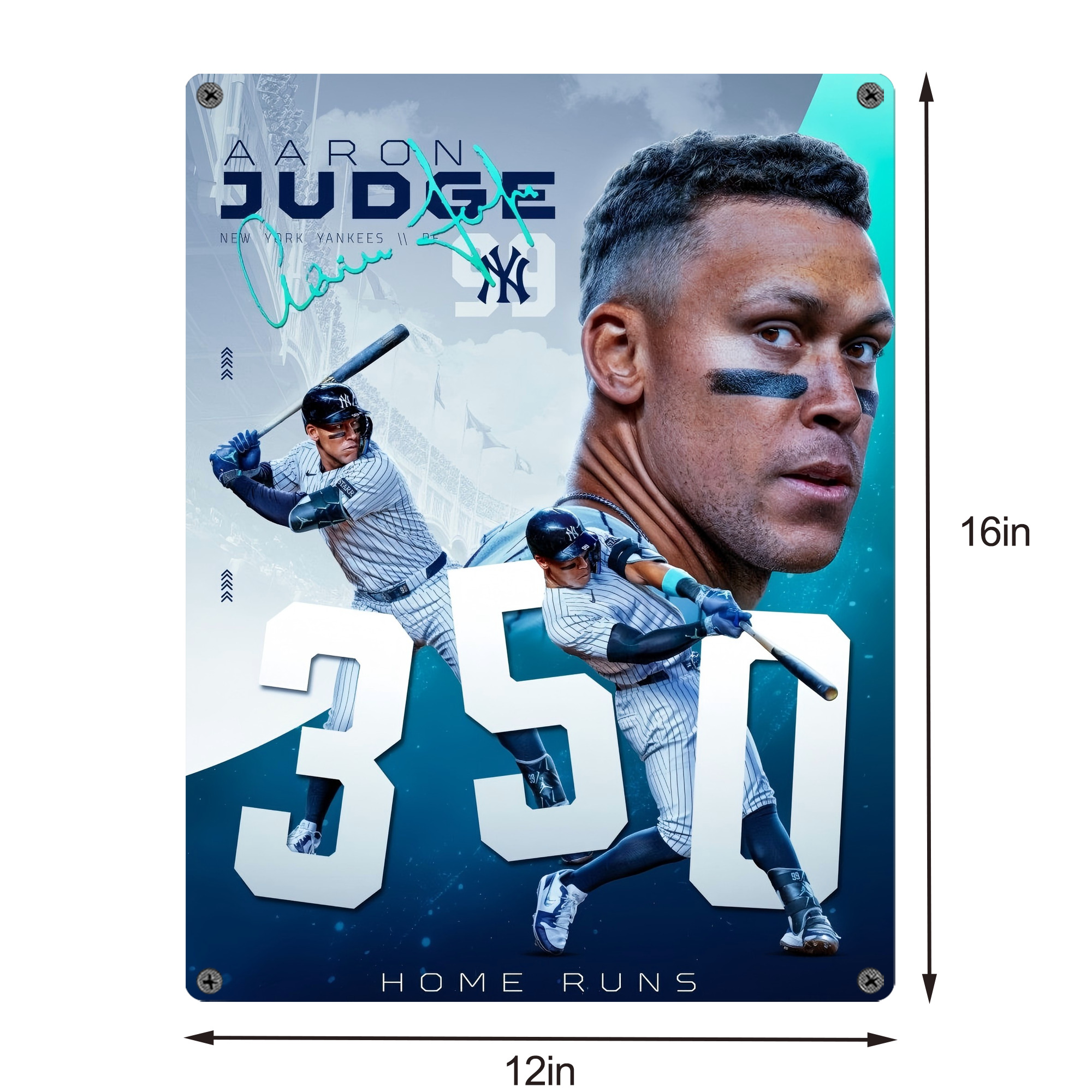 Aaron Judge's 350th Career Home Runs Vintage Metal Tin Sign 12x16inch – Retro Wall Art Decor For Home, Bar, Kitchen, Bedroom, Office – Durable Iron Sheet Poster, Easy To Hang, Full-Color Printing