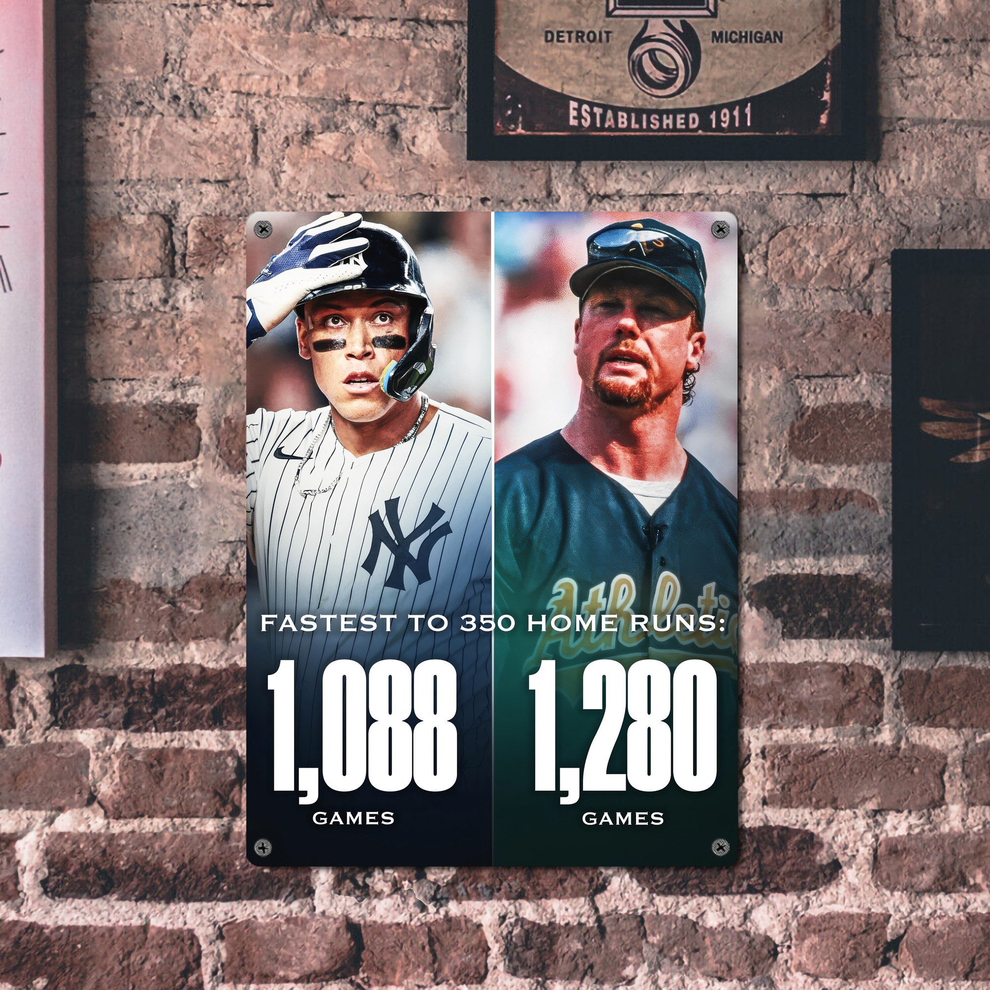 Aaron Judge's 350th Career Home Runs Vintage Metal Tin Sign 12x16inch – Retro Wall Art Decor For Home, Bar, Kitchen, Bedroom, Office – Durable Iron Sheet Poster, Easy To Hang, Full-Color Printing