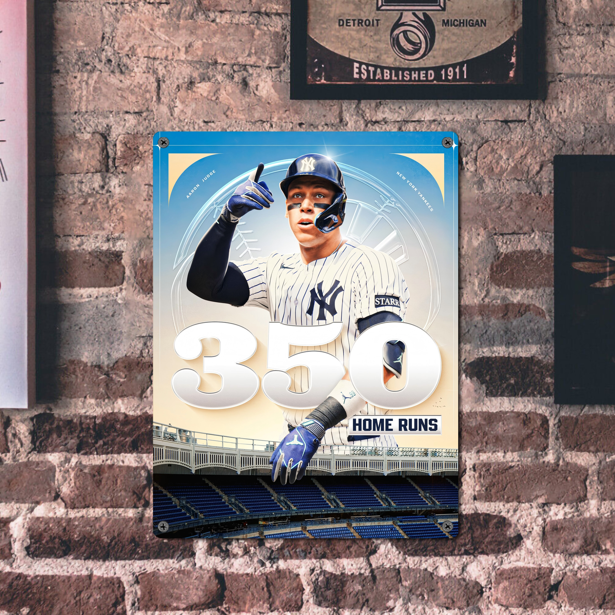 Aaron Judge's 350th Career Home Runs Vintage Metal Tin Sign 12x16inch – Retro Wall Art Decor For Home, Bar, Kitchen, Bedroom, Office – Durable Iron Sheet Poster, Easy To Hang, Full-Color Printing
