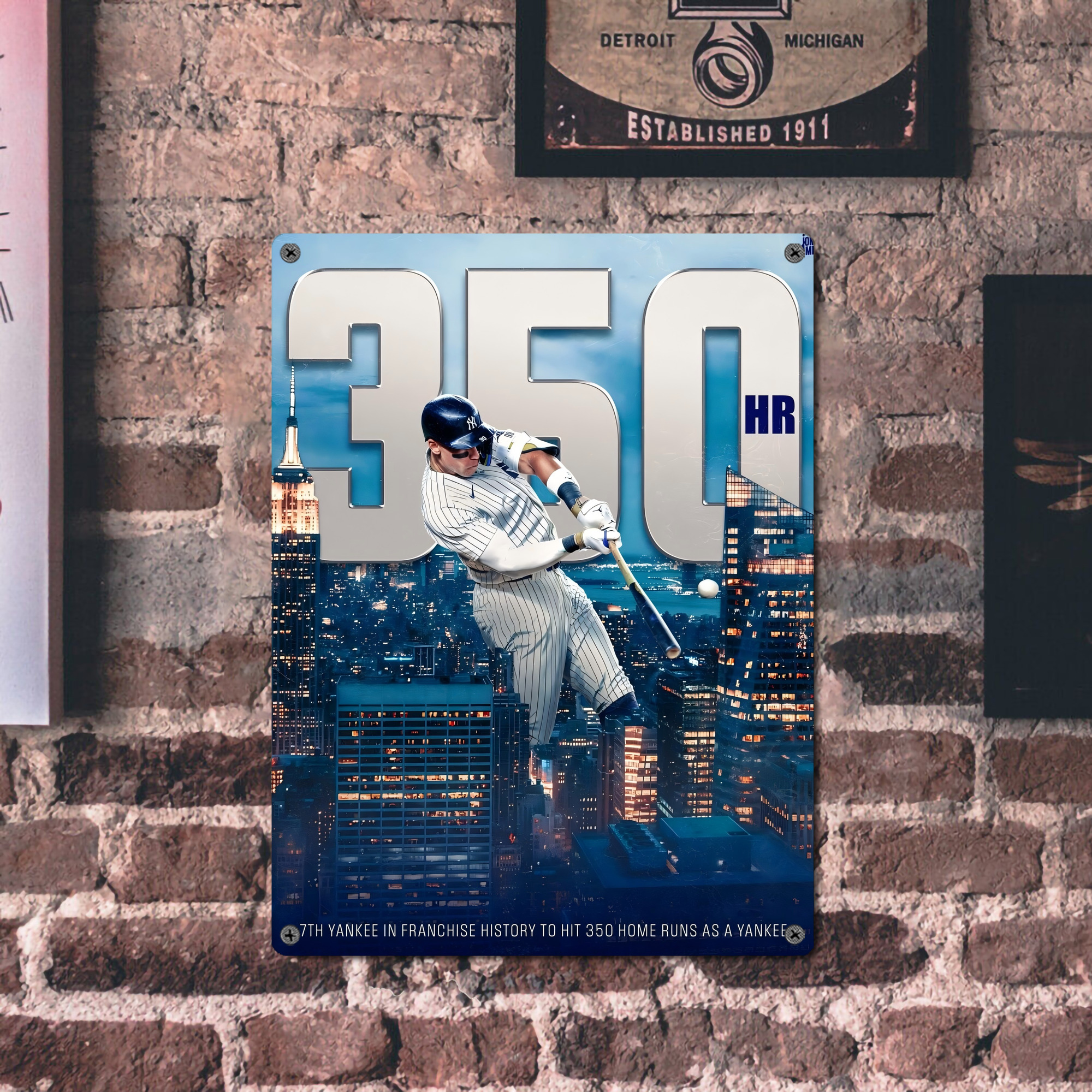 Aaron Judge's 350th Career Home Runs Vintage Metal Tin Sign 12x16inch – Retro Wall Art Decor For Home, Bar, Kitchen, Bedroom, Office – Durable Iron Sheet Poster, Easy To Hang, Full-Color Printing