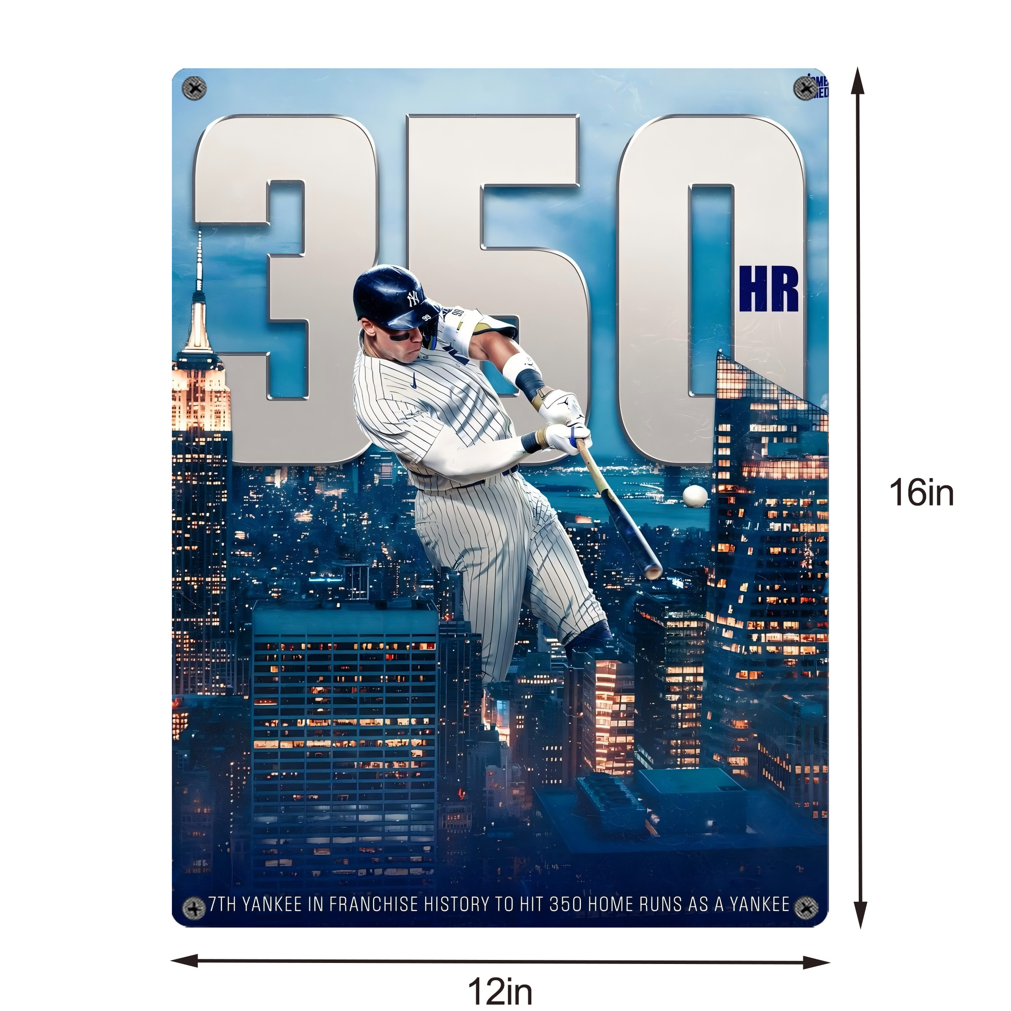 Aaron Judge's 350th Career Home Runs Vintage Metal Tin Sign 12x16inch – Retro Wall Art Decor For Home, Bar, Kitchen, Bedroom, Office – Durable Iron Sheet Poster, Easy To Hang, Full-Color Printing