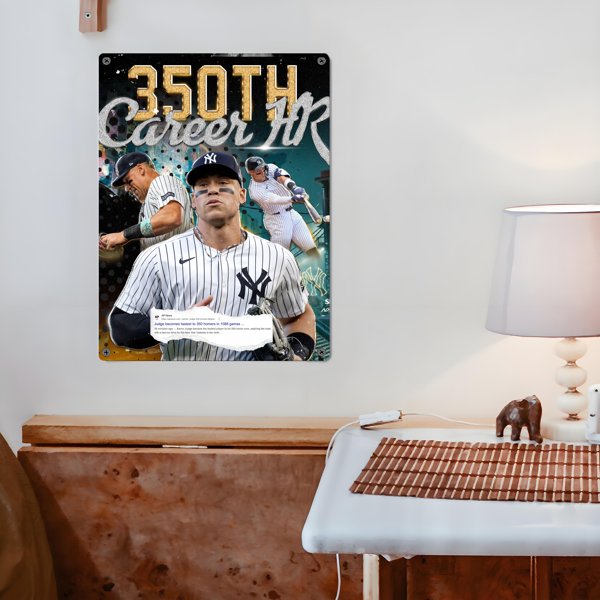 Aaron Judge's 350th Career Home Runs Vintage Metal Tin Sign 12x16inch – Retro Wall Art Decor For Home, Bar, Kitchen, Bedroom, Office – Durable Iron Sheet Poster, Easy To Hang, Full-Color Printing