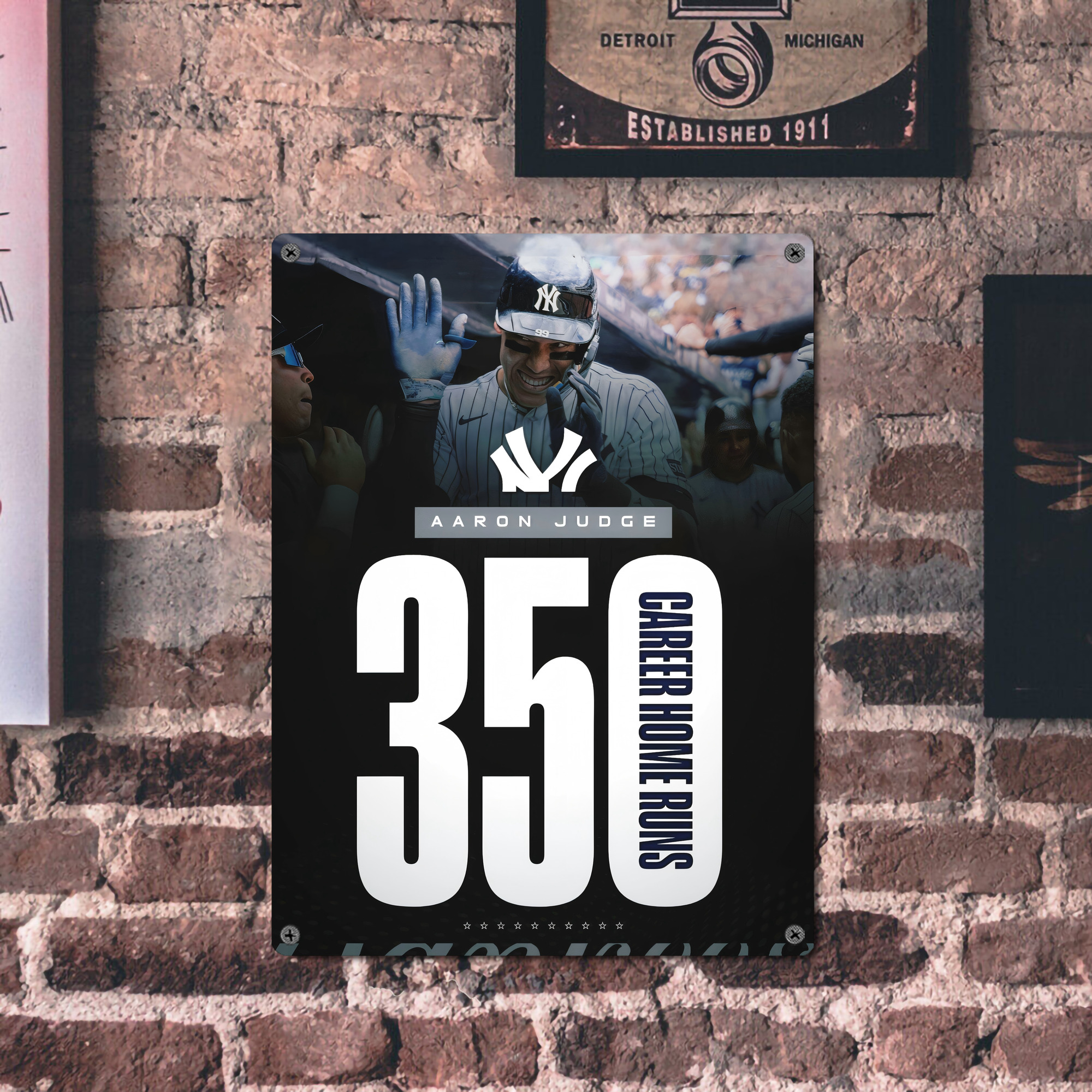 Aaron Judge's 350th Career Home Runs Vintage Metal Tin Sign 12x16inch – Retro Wall Art Decor For Home, Bar, Kitchen, Bedroom, Office – Durable Iron Sheet Poster, Easy To Hang, Full-Color Printing