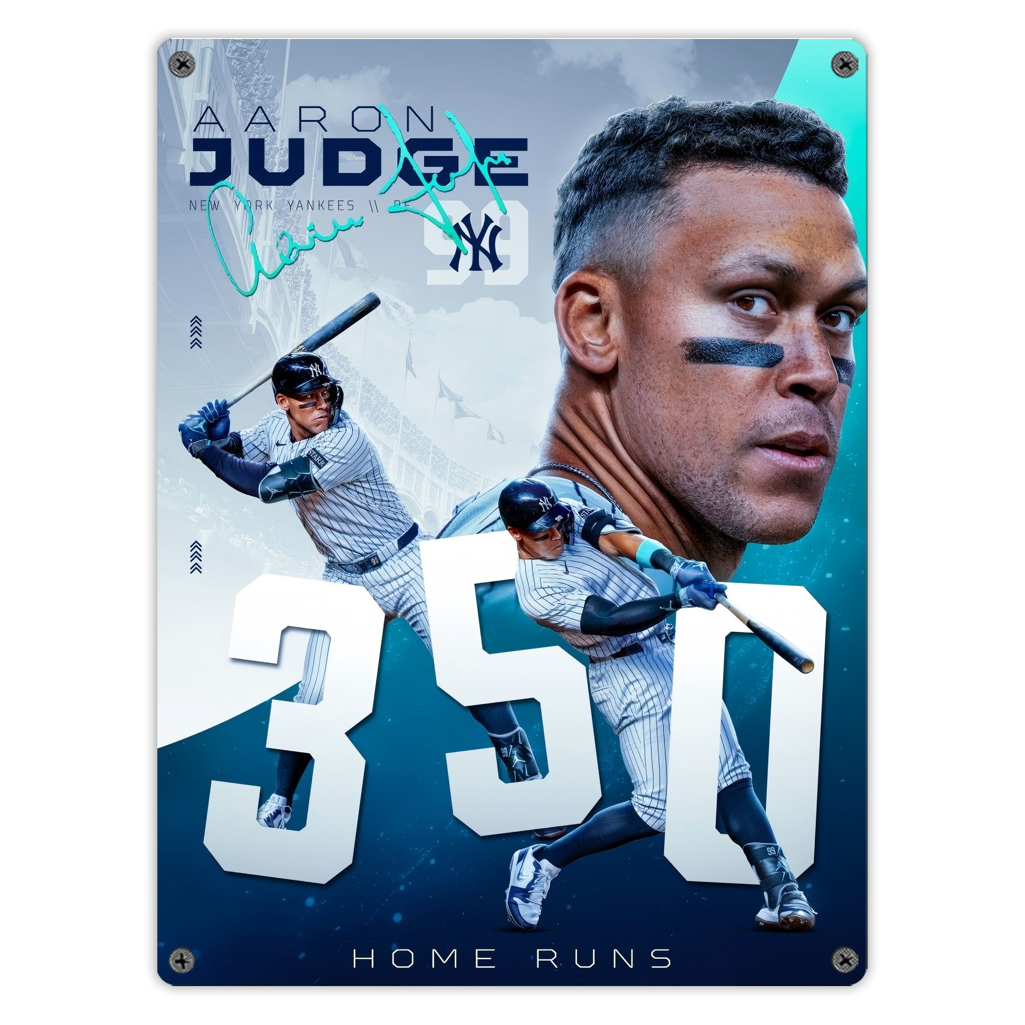 Aaron Judge's 350th Career Home Runs Vintage Metal Tin Sign 12x16inch – Retro Wall Art Decor For Home, Bar, Kitchen, Bedroom, Office – Durable Iron Sheet Poster, Easy To Hang, Full-Color Printing