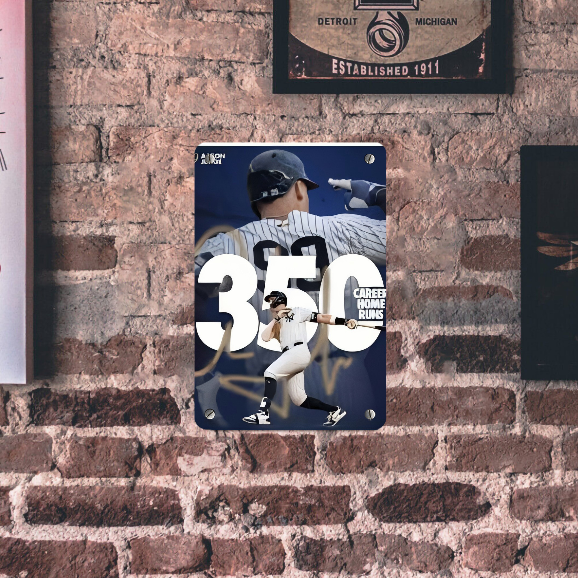 Aaron Judge's 350th Career Home Runs Metal Tin Sign 8x12inch - High-Quality Full-Print Decorative Wall Art, Durable Rust-Resistant Metal Plaque For Living Room, Bedroom, Kitchen, Office, Bar Décor