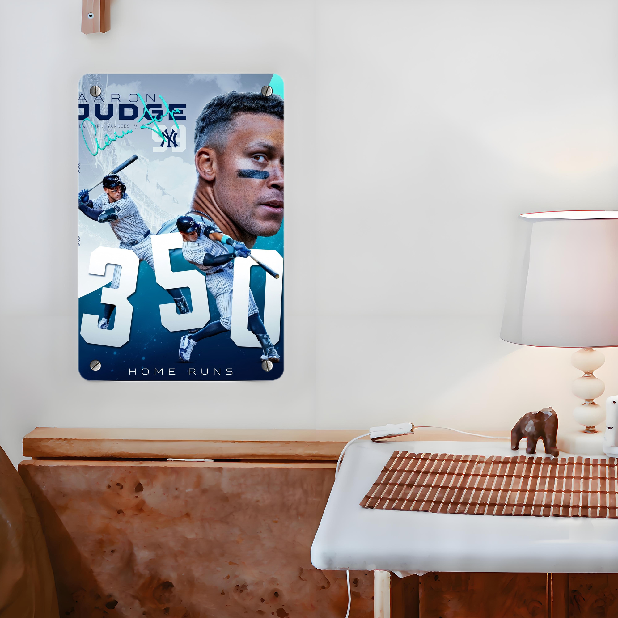 Aaron Judge's 350th Career Home Runs Metal Tin Sign 8x12inch - High-Quality Full-Print Decorative Wall Art, Durable Rust-Resistant Metal Plaque For Living Room, Bedroom, Kitchen, Office, Bar Décor