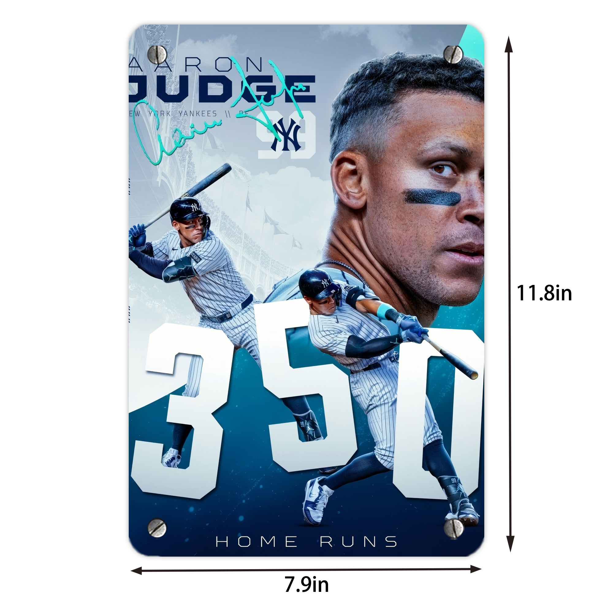 Aaron Judge's 350th Career Home Runs Metal Tin Sign 8x12inch - High-Quality Full-Print Decorative Wall Art, Durable Rust-Resistant Metal Plaque For Living Room, Bedroom, Kitchen, Office, Bar Décor