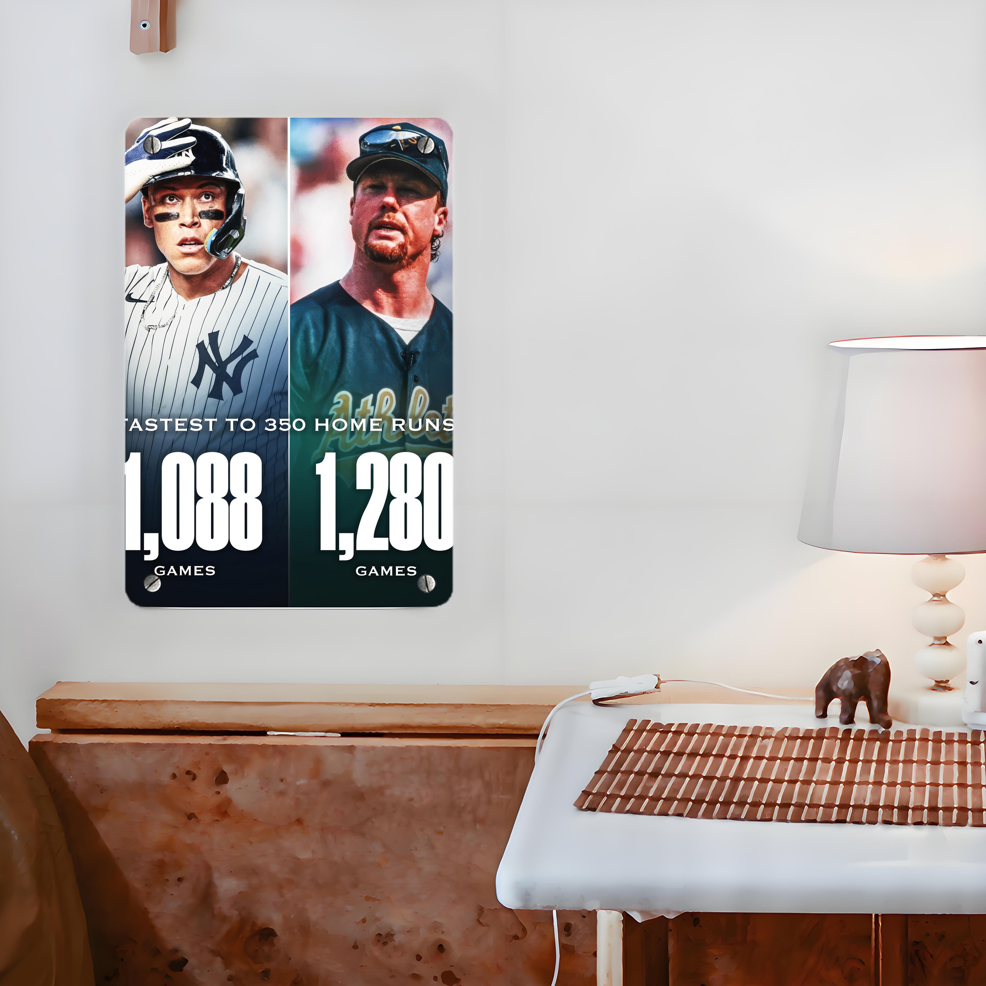 Aaron Judge's 350th Career Home Runs Metal Tin Sign 8x12inch - High-Quality Full-Print Decorative Wall Art, Durable Rust-Resistant Metal Plaque For Living Room, Bedroom, Kitchen, Office, Bar Décor