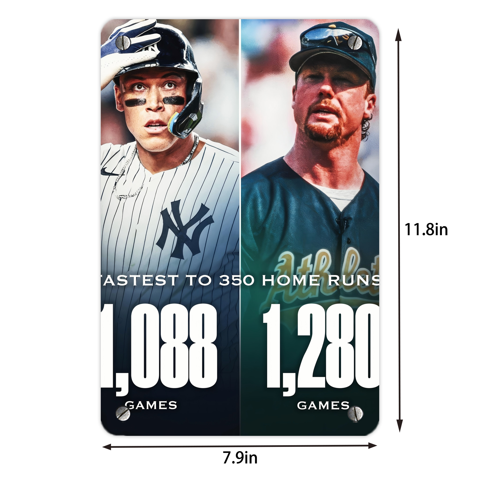 Aaron Judge's 350th Career Home Runs Metal Tin Sign 8x12inch - High-Quality Full-Print Decorative Wall Art, Durable Rust-Resistant Metal Plaque For Living Room, Bedroom, Kitchen, Office, Bar Décor