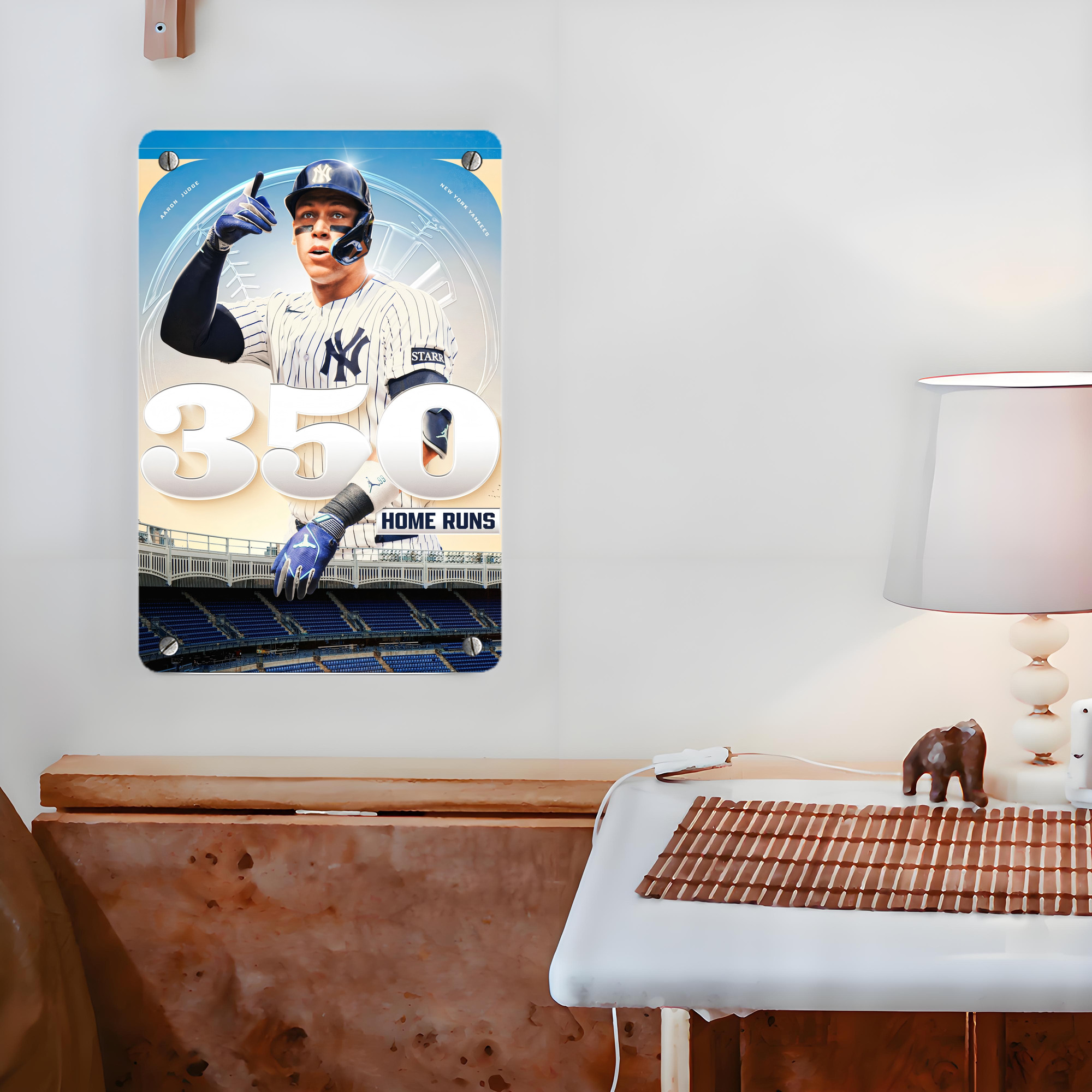 Aaron Judge's 350th Career Home Runs Metal Tin Sign 8x12inch - High-Quality Full-Print Decorative Wall Art, Durable Rust-Resistant Metal Plaque For Living Room, Bedroom, Kitchen, Office, Bar Décor