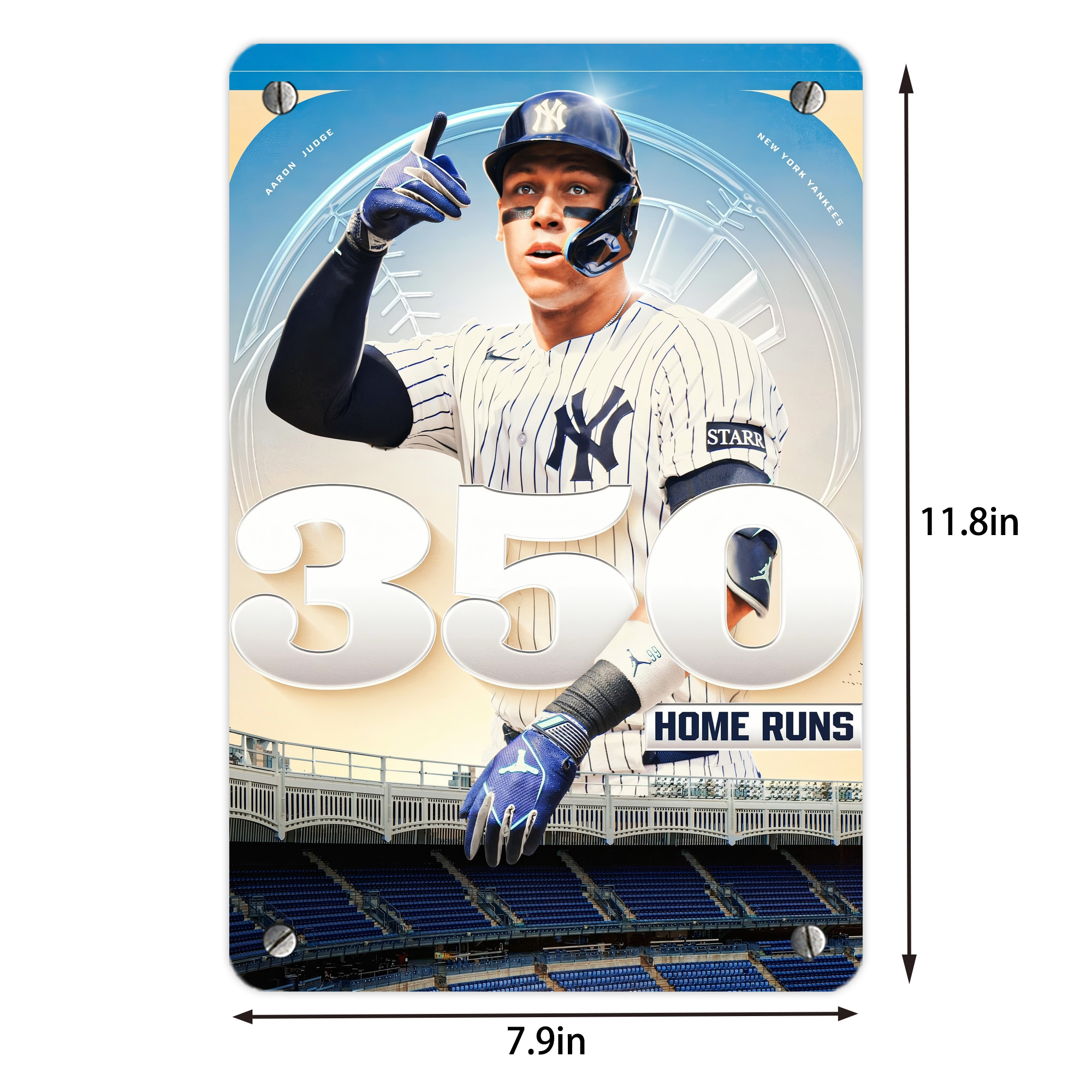 Aaron Judge's 350th Career Home Runs Metal Tin Sign 8x12inch - High-Quality Full-Print Decorative Wall Art, Durable Rust-Resistant Metal Plaque For Living Room, Bedroom, Kitchen, Office, Bar Décor