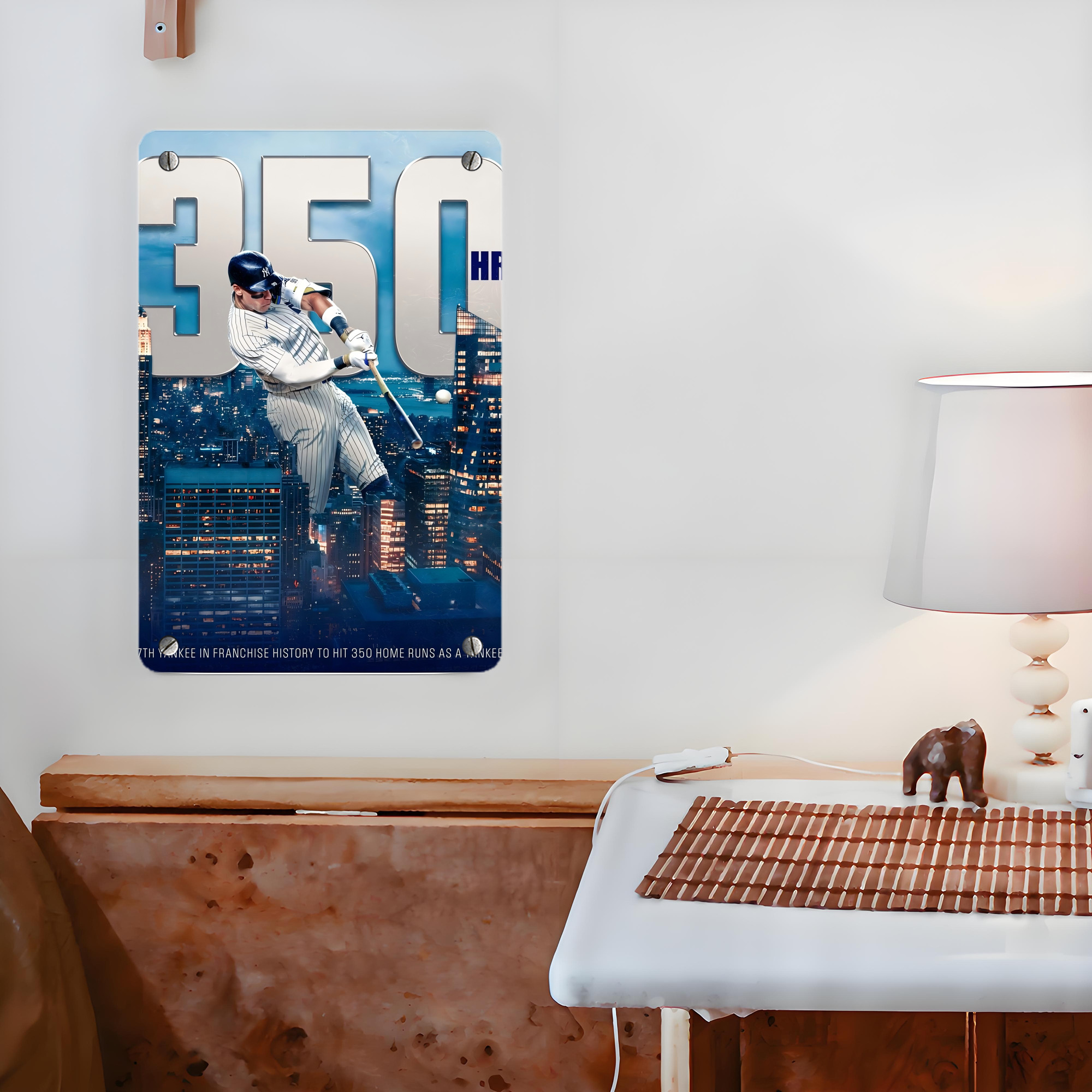 Aaron Judge's 350th Career Home Runs Metal Tin Sign 8x12inch - High-Quality Full-Print Decorative Wall Art, Durable Rust-Resistant Metal Plaque For Living Room, Bedroom, Kitchen, Office, Bar Décor