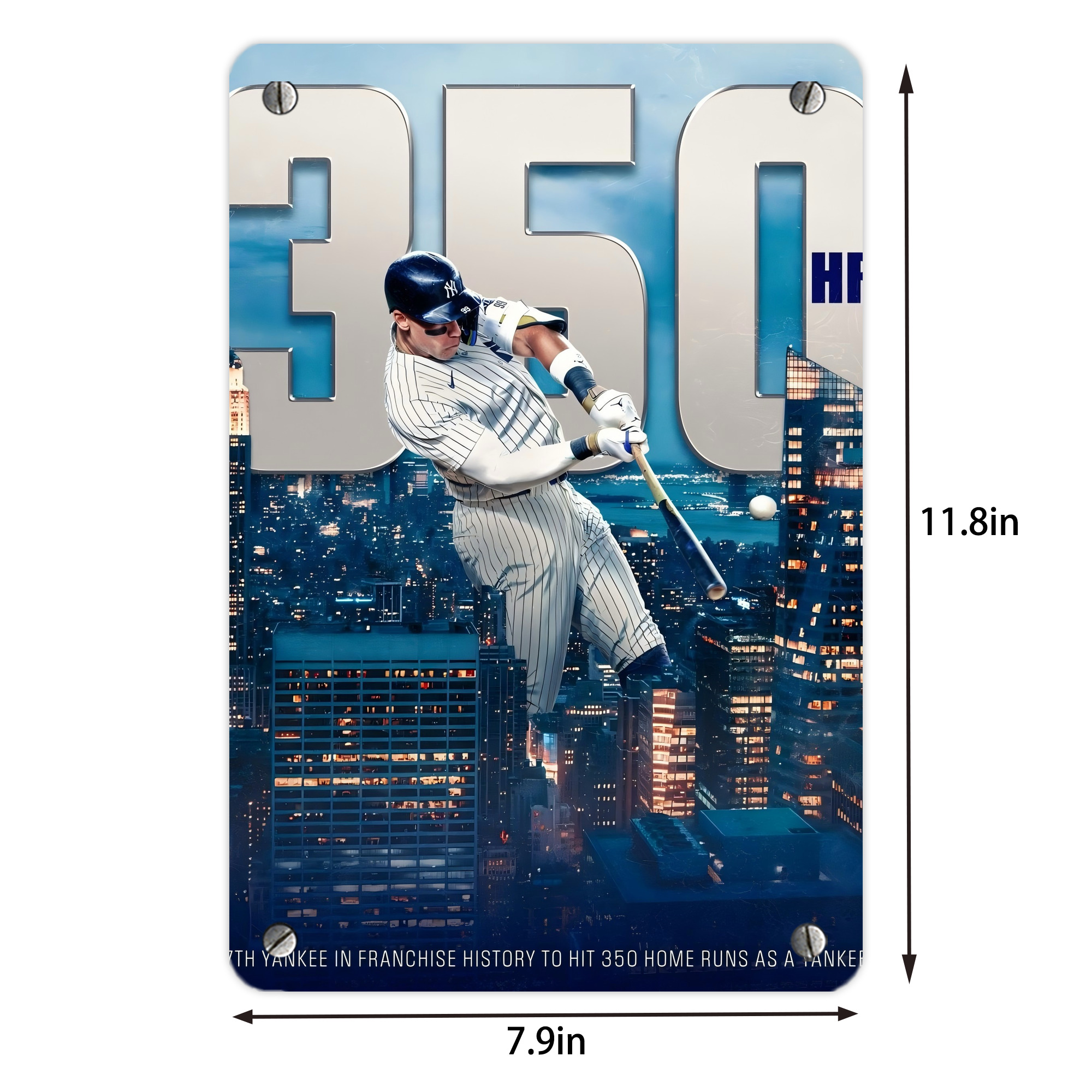 Aaron Judge's 350th Career Home Runs Metal Tin Sign 8x12inch - High-Quality Full-Print Decorative Wall Art, Durable Rust-Resistant Metal Plaque For Living Room, Bedroom, Kitchen, Office, Bar Décor