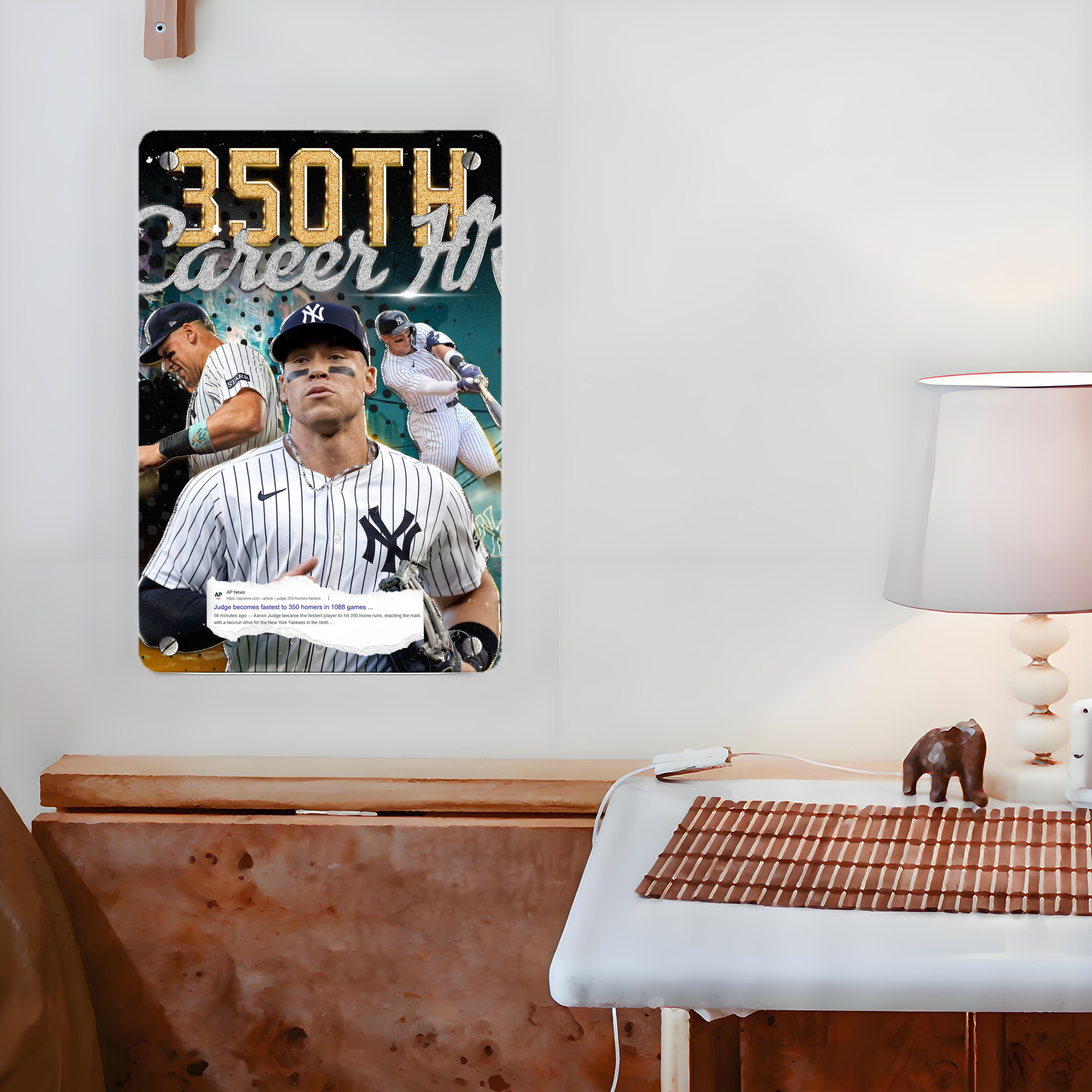 Aaron Judge's 350th Career Home Runs Metal Tin Sign 8x12inch - High-Quality Full-Print Decorative Wall Art, Durable Rust-Resistant Metal Plaque For Living Room, Bedroom, Kitchen, Office, Bar Décor