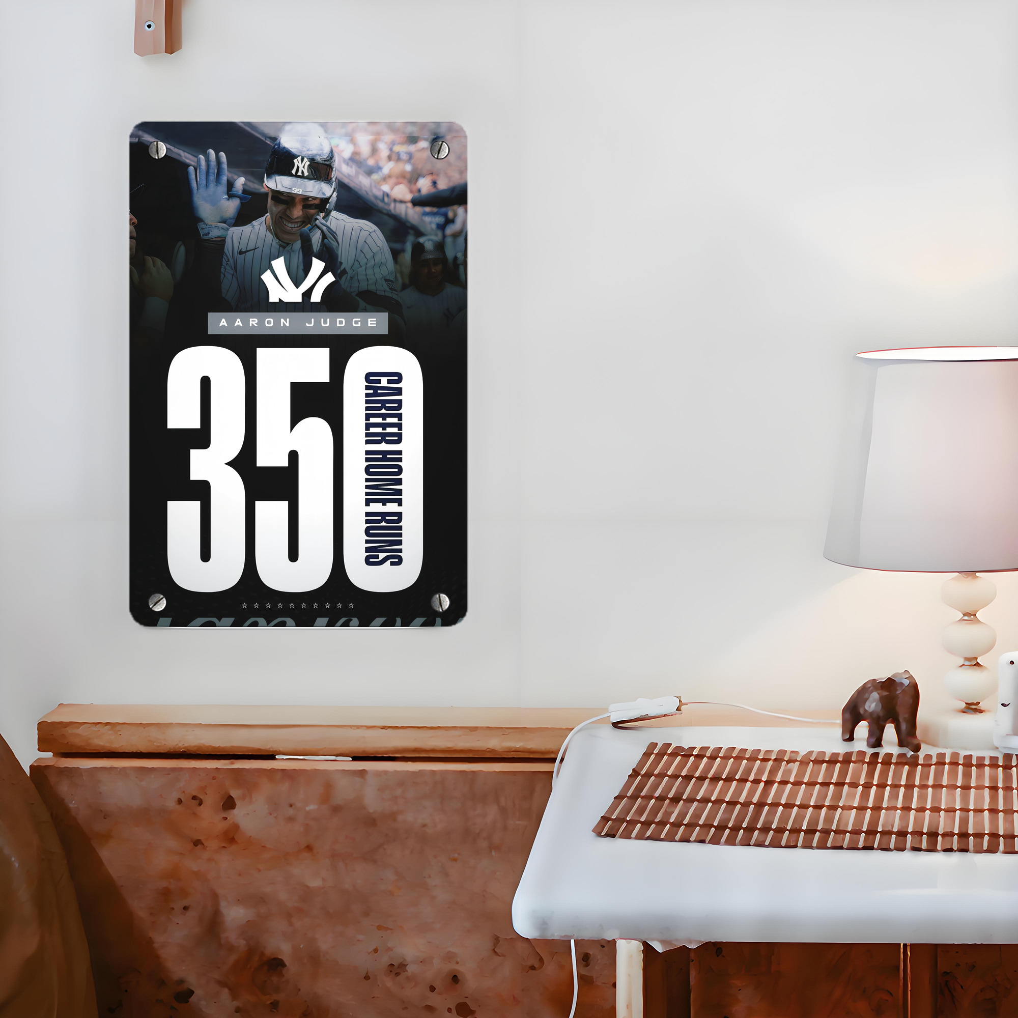Aaron Judge's 350th Career Home Runs Metal Tin Sign 8x12inch - High-Quality Full-Print Decorative Wall Art, Durable Rust-Resistant Metal Plaque For Living Room, Bedroom, Kitchen, Office, Bar Décor
