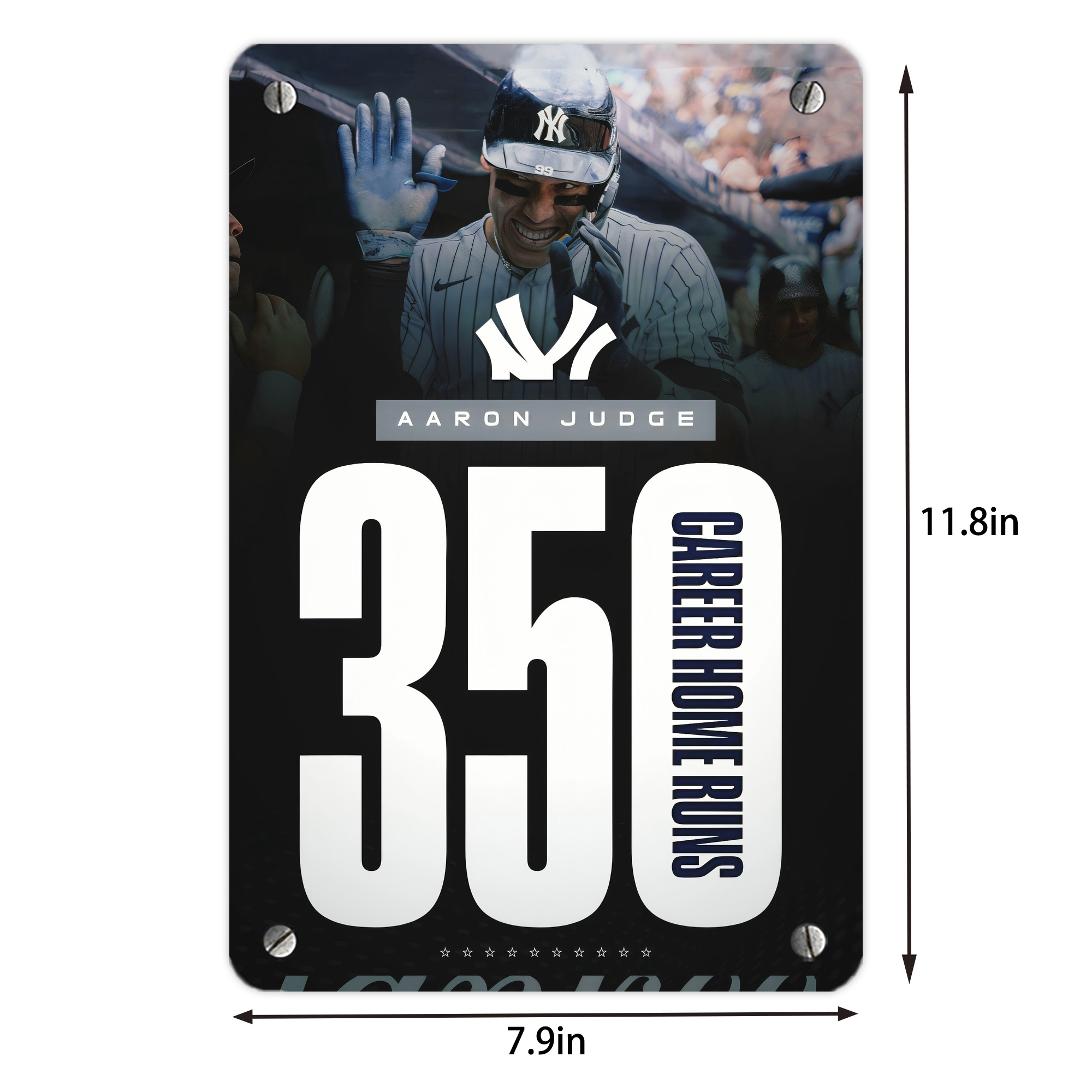 Aaron Judge's 350th Career Home Runs Metal Tin Sign 8x12inch - High-Quality Full-Print Decorative Wall Art, Durable Rust-Resistant Metal Plaque For Living Room, Bedroom, Kitchen, Office, Bar Décor