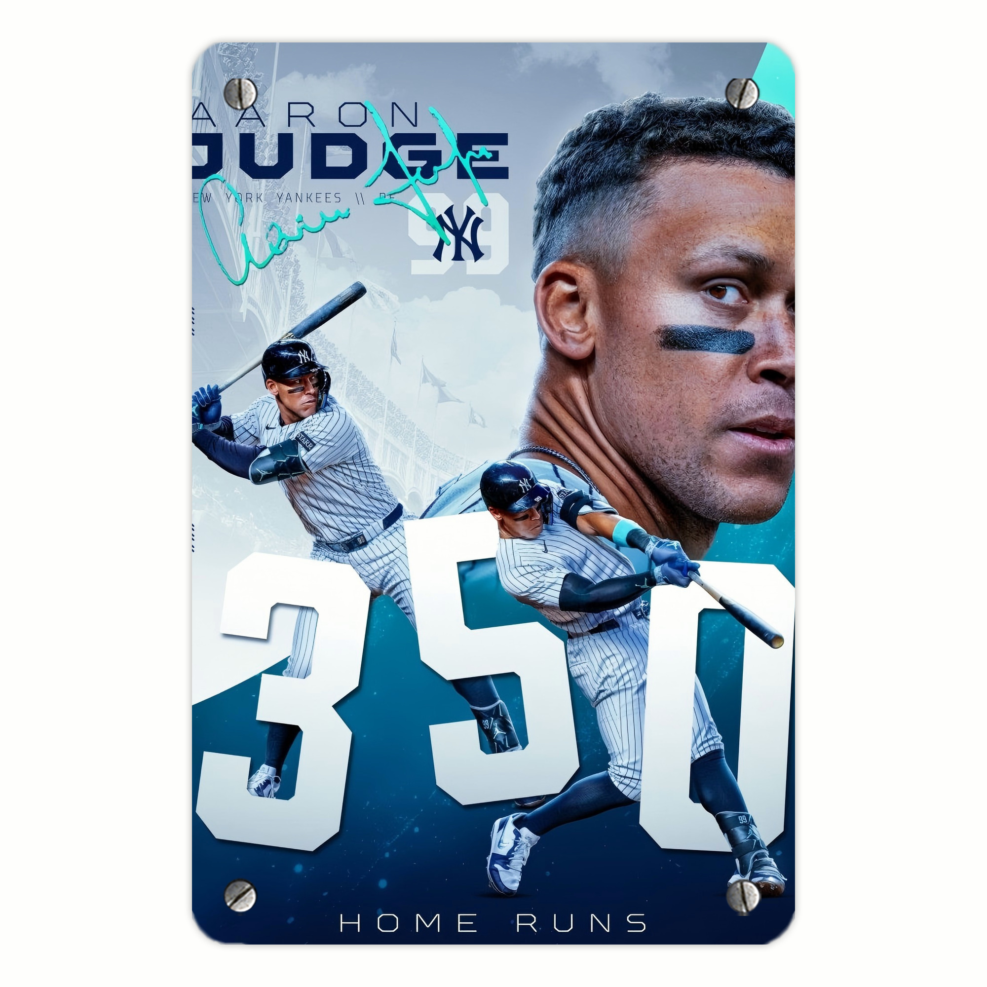 Aaron Judge's 350th Career Home Runs Metal Tin Sign 8x12inch - High-Quality Full-Print Decorative Wall Art, Durable Rust-Resistant Metal Plaque For Living Room, Bedroom, Kitchen, Office, Bar Décor
