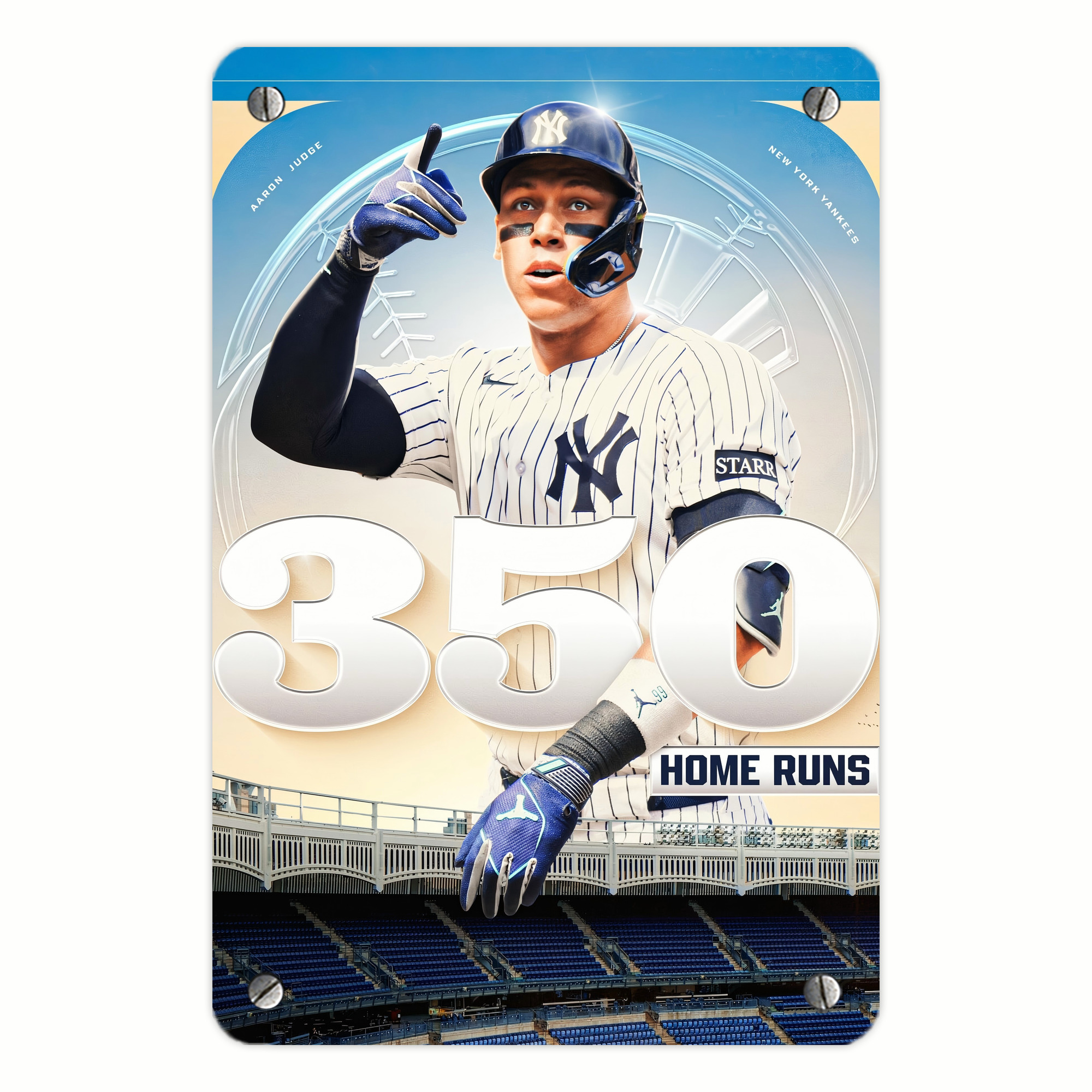 Aaron Judge's 350th Career Home Runs Metal Tin Sign 8x12inch - High-Quality Full-Print Decorative Wall Art, Durable Rust-Resistant Metal Plaque For Living Room, Bedroom, Kitchen, Office, Bar Décor