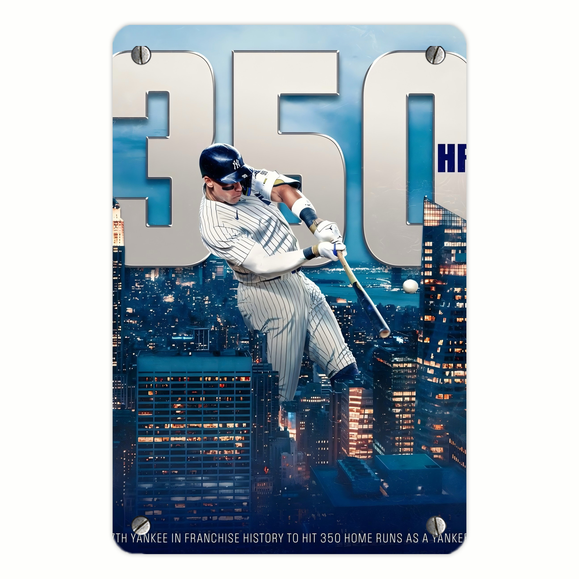 Aaron Judge's 350th Career Home Runs Metal Tin Sign 8x12inch - High-Quality Full-Print Decorative Wall Art, Durable Rust-Resistant Metal Plaque For Living Room, Bedroom, Kitchen, Office, Bar Décor