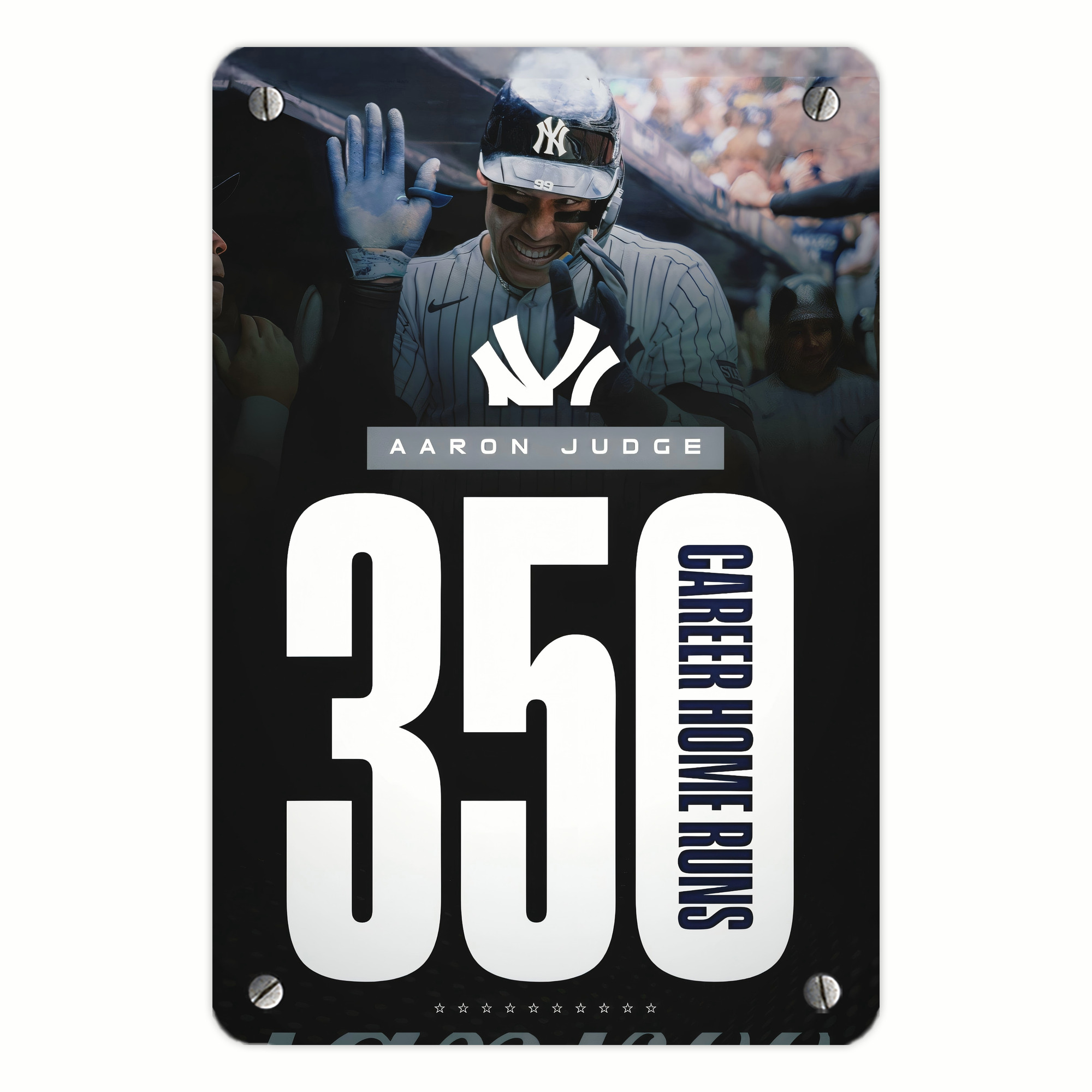 Aaron Judge's 350th Career Home Runs Metal Tin Sign 8x12inch - High-Quality Full-Print Decorative Wall Art, Durable Rust-Resistant Metal Plaque For Living Room, Bedroom, Kitchen, Office, Bar Décor