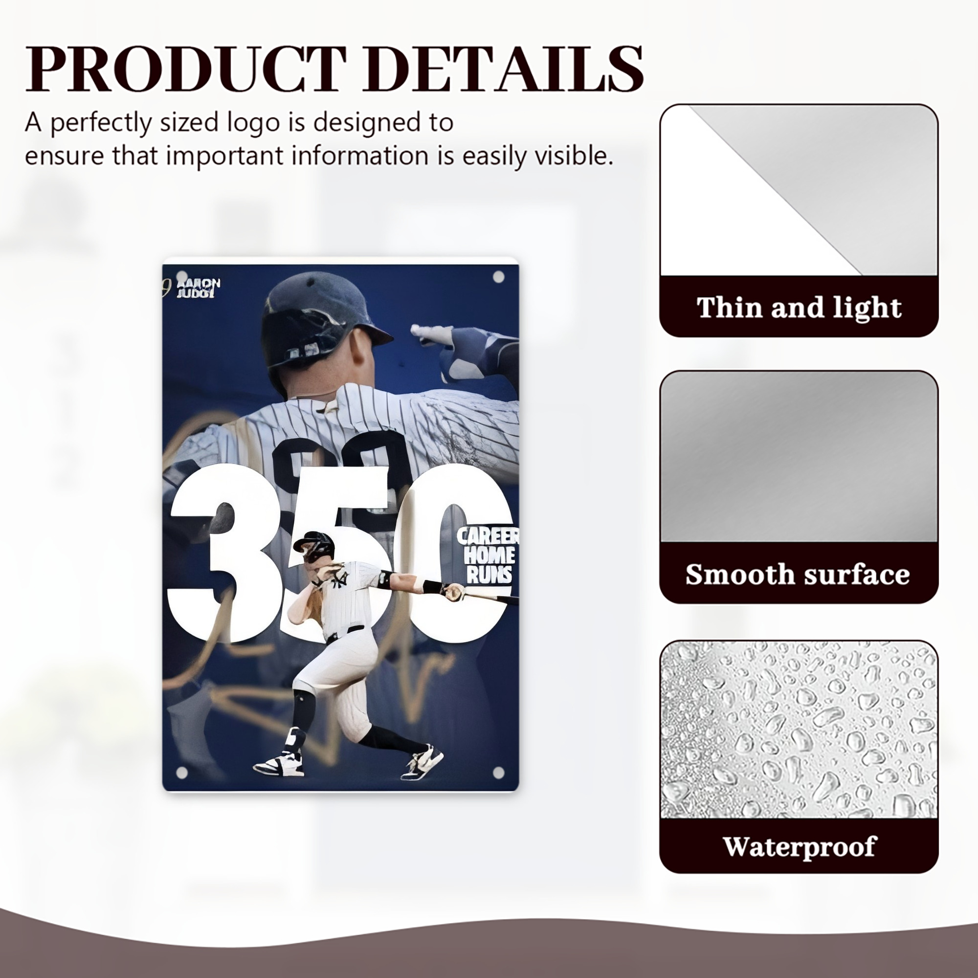 Aaron Judge's 350th Career Home Runs 8x12inch Vertical Aluminum Sign - Durable Fade-Resistant Indoor/Outdoor Safety & Information Plaque For Office, Hotel, Restaurant, Bar, Public Spaces
