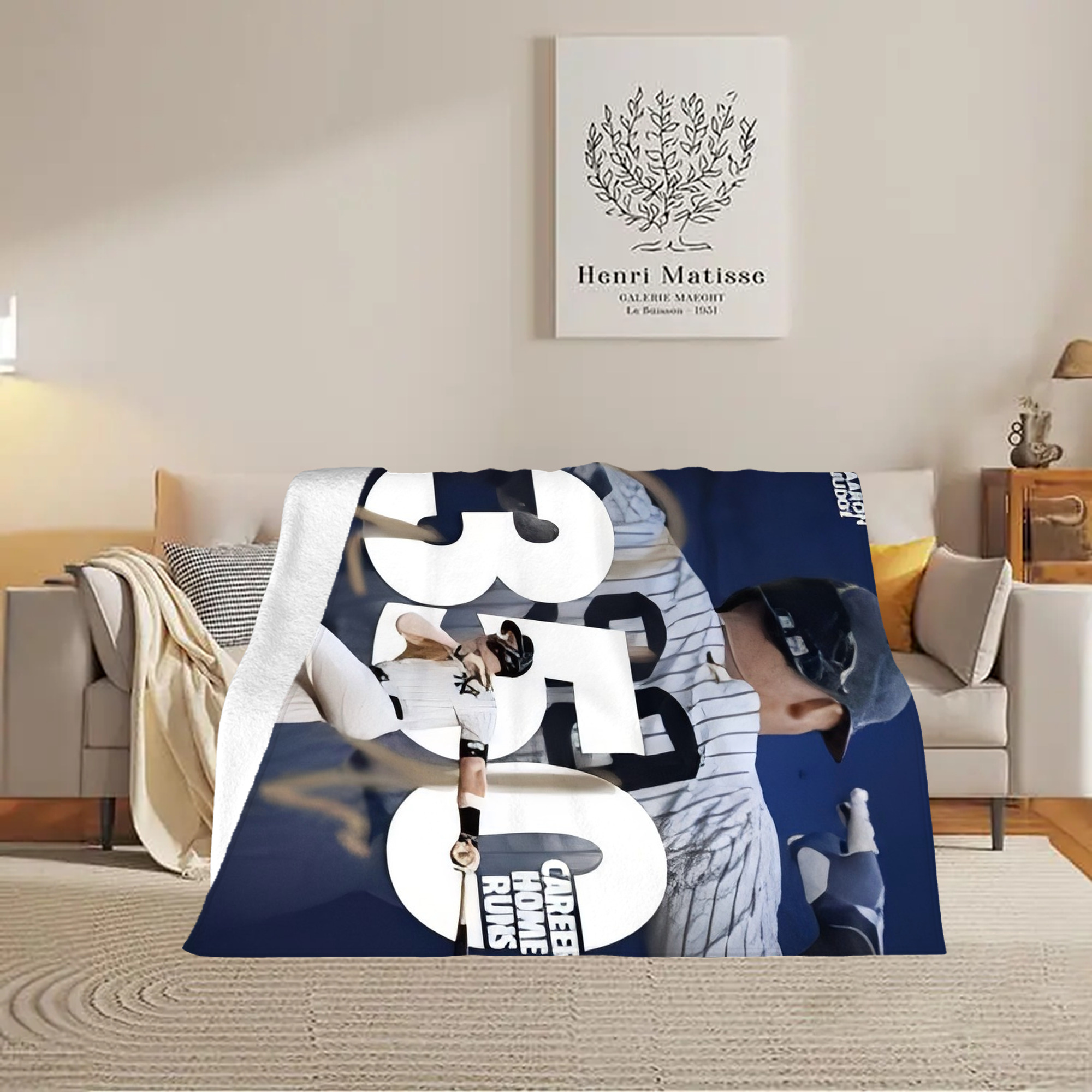 Aaron Judge's 350th Career Home Runs Soft Plush Fleece Blanket 30x40 Inch - 300GSM Flannel, Ultra Soft & Warm, Lightweight & Durable, Perfect For Kids, Adults, Couch, Bed, Camping, Travel, Gift For Family & Friends