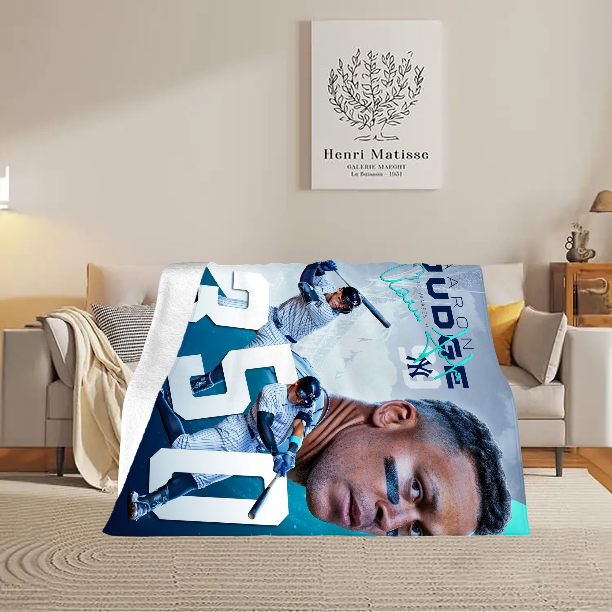 Aaron Judge's 350th Career Home Runs Soft Plush Fleece Blanket 30x40 Inch - 300GSM Flannel, Ultra Soft & Warm, Lightweight & Durable, Perfect For Kids, Adults, Couch, Bed, Camping, Travel, Gift For Family & Friends