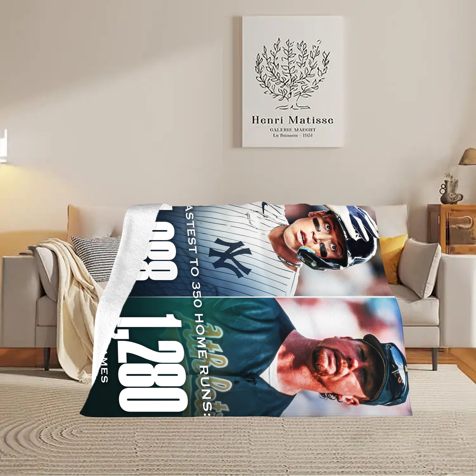 Aaron Judge's 350th Career Home Runs Soft Plush Fleece Blanket 30x40 Inch - 300GSM Flannel, Ultra Soft & Warm, Lightweight & Durable, Perfect For Kids, Adults, Couch, Bed, Camping, Travel, Gift For Family & Friends