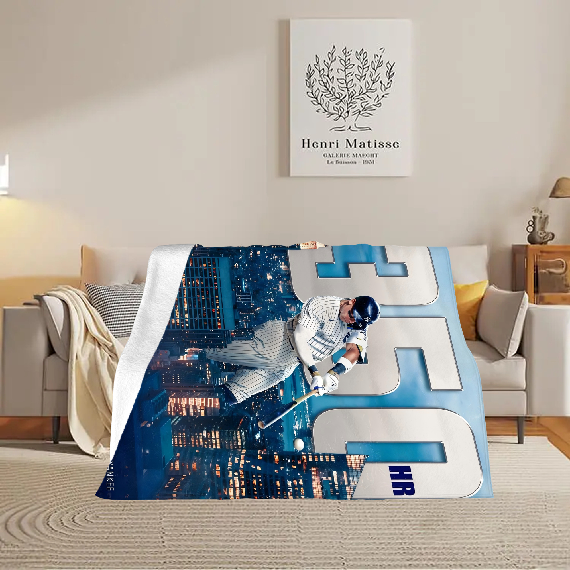Aaron Judge's 350th Career Home Runs Soft Plush Fleece Blanket 30x40 Inch - 300GSM Flannel, Ultra Soft & Warm, Lightweight & Durable, Perfect For Kids, Adults, Couch, Bed, Camping, Travel, Gift For Family & Friends