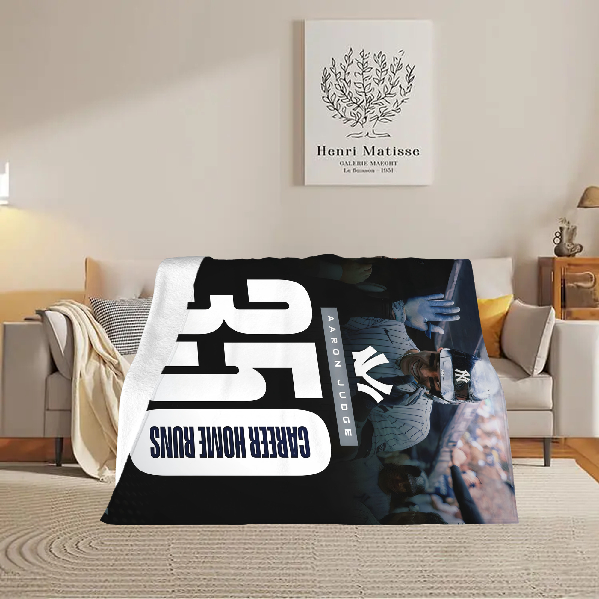 Aaron Judge's 350th Career Home Runs Soft Plush Fleece Blanket 30x40 Inch - 300GSM Flannel, Ultra Soft & Warm, Lightweight & Durable, Perfect For Kids, Adults, Couch, Bed, Camping, Travel, Gift For Family & Friends