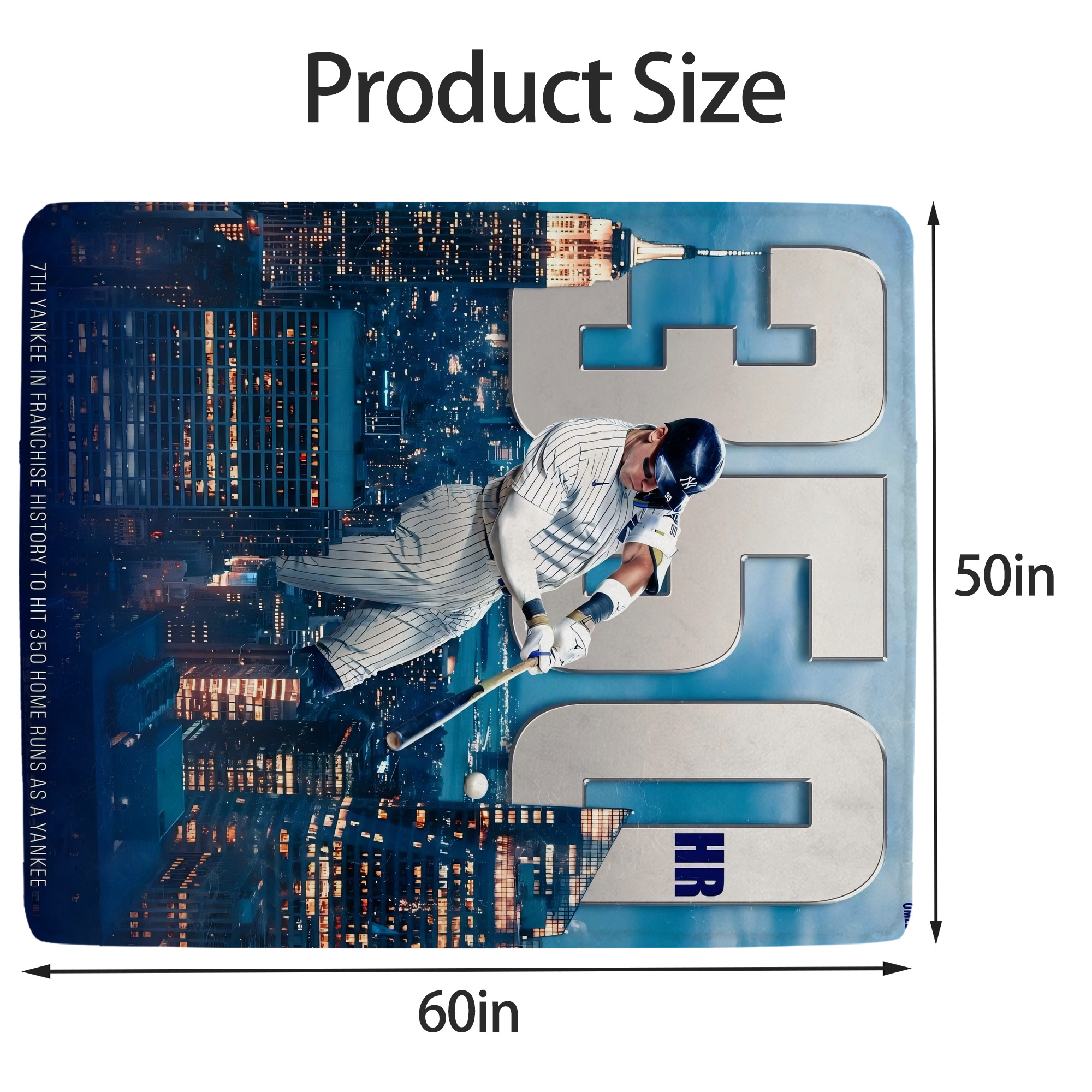 Aaron Judge's 350th Career Home Runs Soft Fleece Throw Blanket 50 X 60 Inch – Super Soft, Lightweight, And Durable – Perfect For Sofa, Bed, Camping, And More – Ideal Gift For Family And Friends