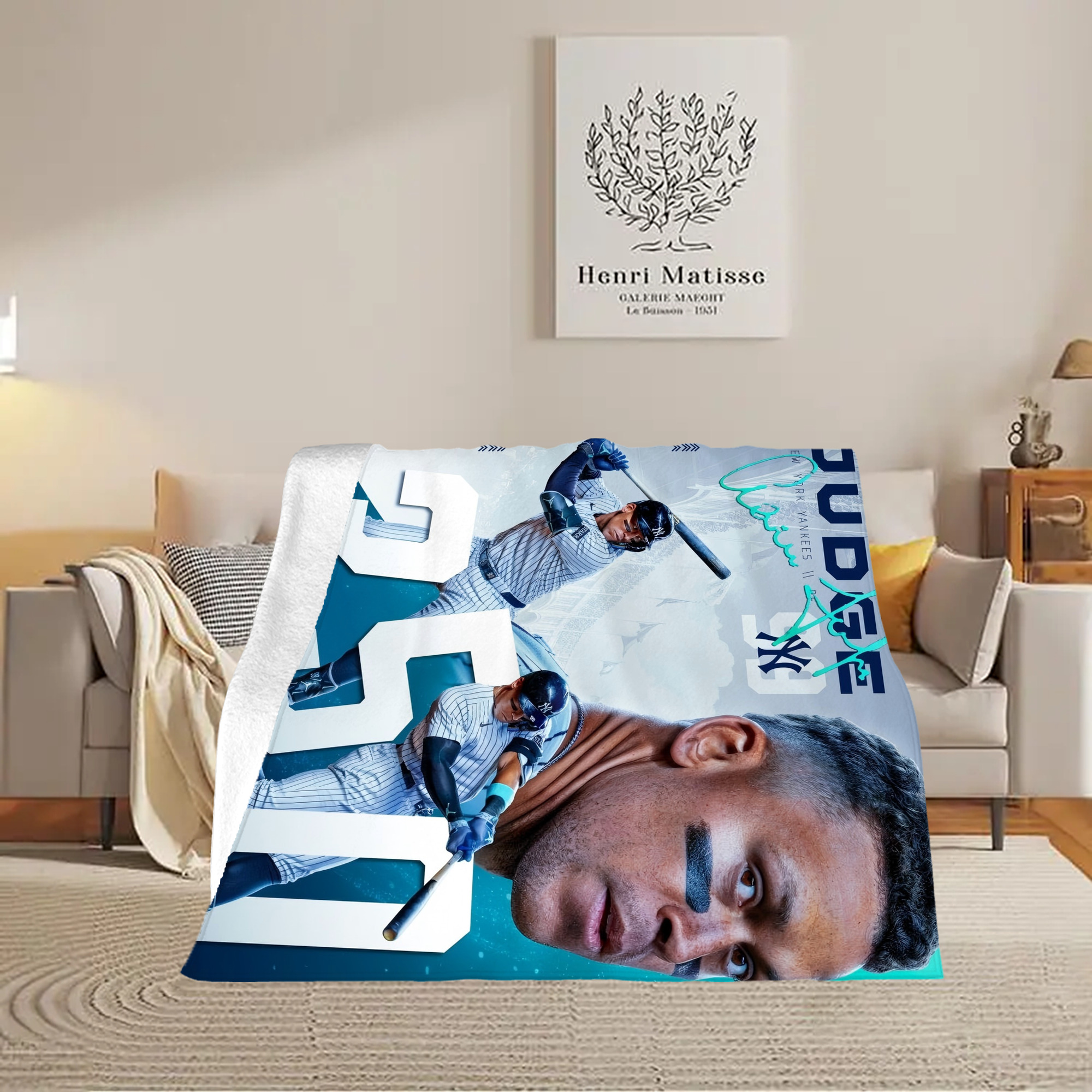 Aaron Judge's 350th Career Home Runs Soft Fleece Throw Blanket 50 X 60 Inch – Super Soft, Lightweight, And Durable – Perfect For Sofa, Bed, Camping, And More – Ideal Gift For Family And Friends