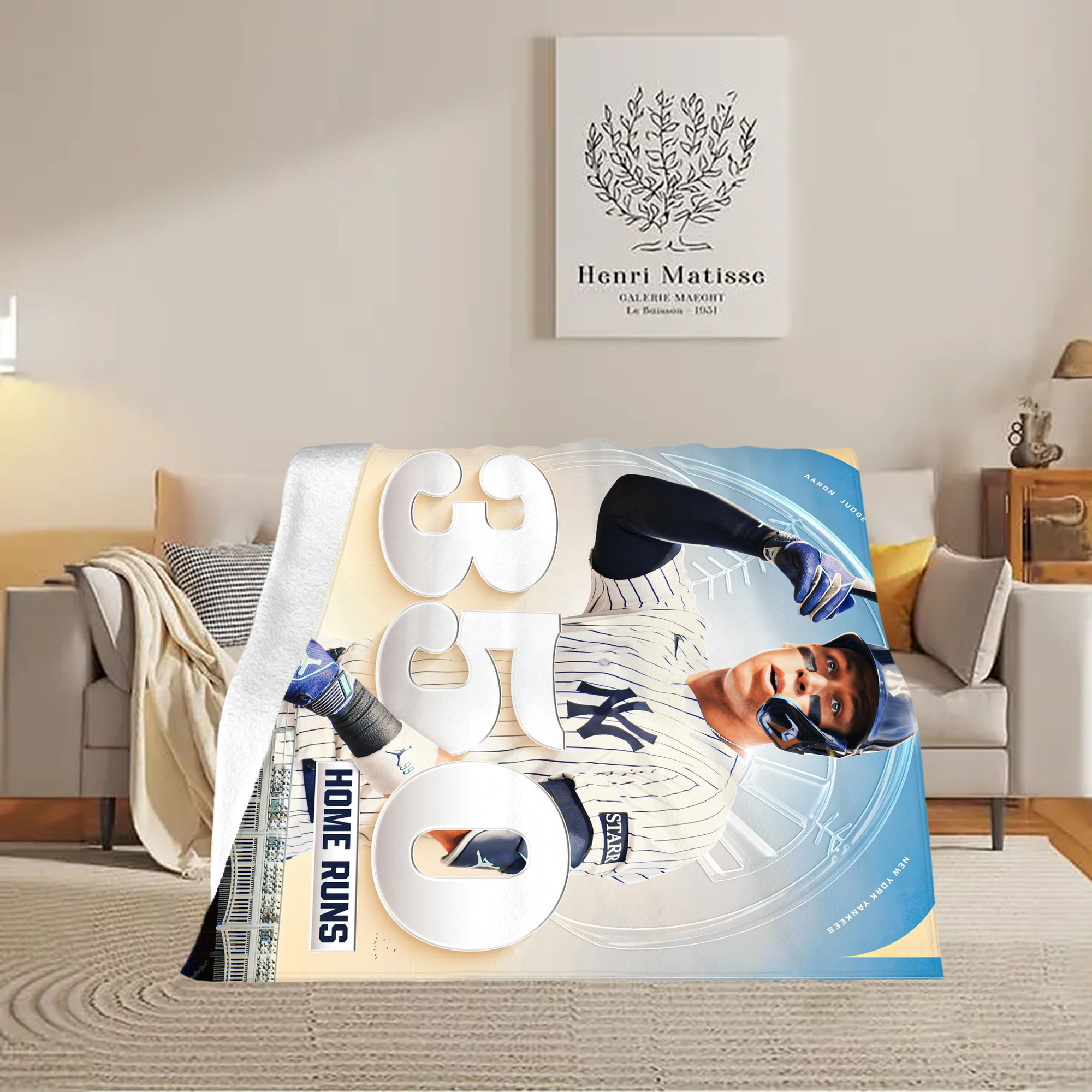 Aaron Judge's 350th Career Home Runs Soft Fleece Throw Blanket 50 X 60 Inch – Super Soft, Lightweight, And Durable – Perfect For Sofa, Bed, Camping, And More – Ideal Gift For Family And Friends