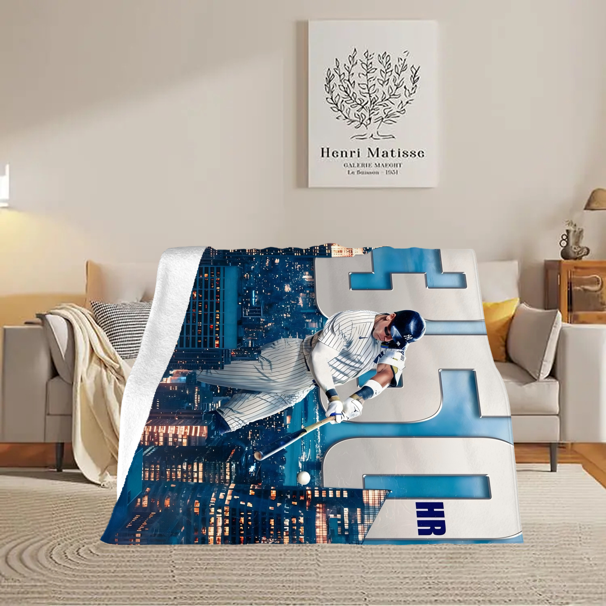 Aaron Judge's 350th Career Home Runs Soft Fleece Throw Blanket 50 X 60 Inch – Super Soft, Lightweight, And Durable – Perfect For Sofa, Bed, Camping, And More – Ideal Gift For Family And Friends