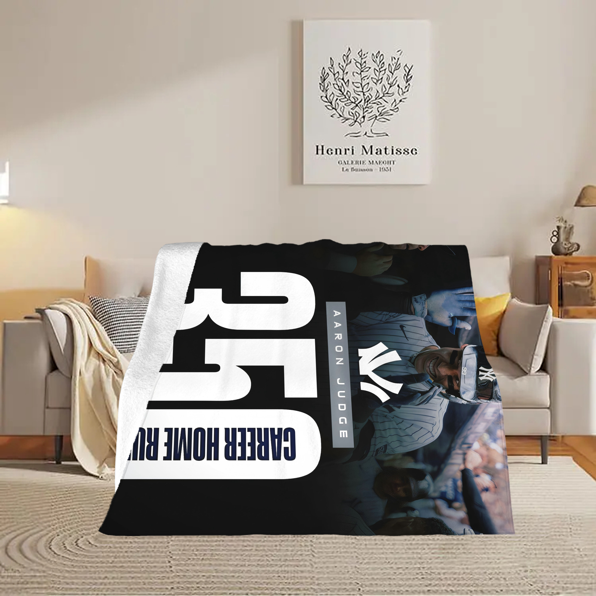 Aaron Judge's 350th Career Home Runs Soft Fleece Throw Blanket 50 X 60 Inch – Super Soft, Lightweight, And Durable – Perfect For Sofa, Bed, Camping, And More – Ideal Gift For Family And Friends