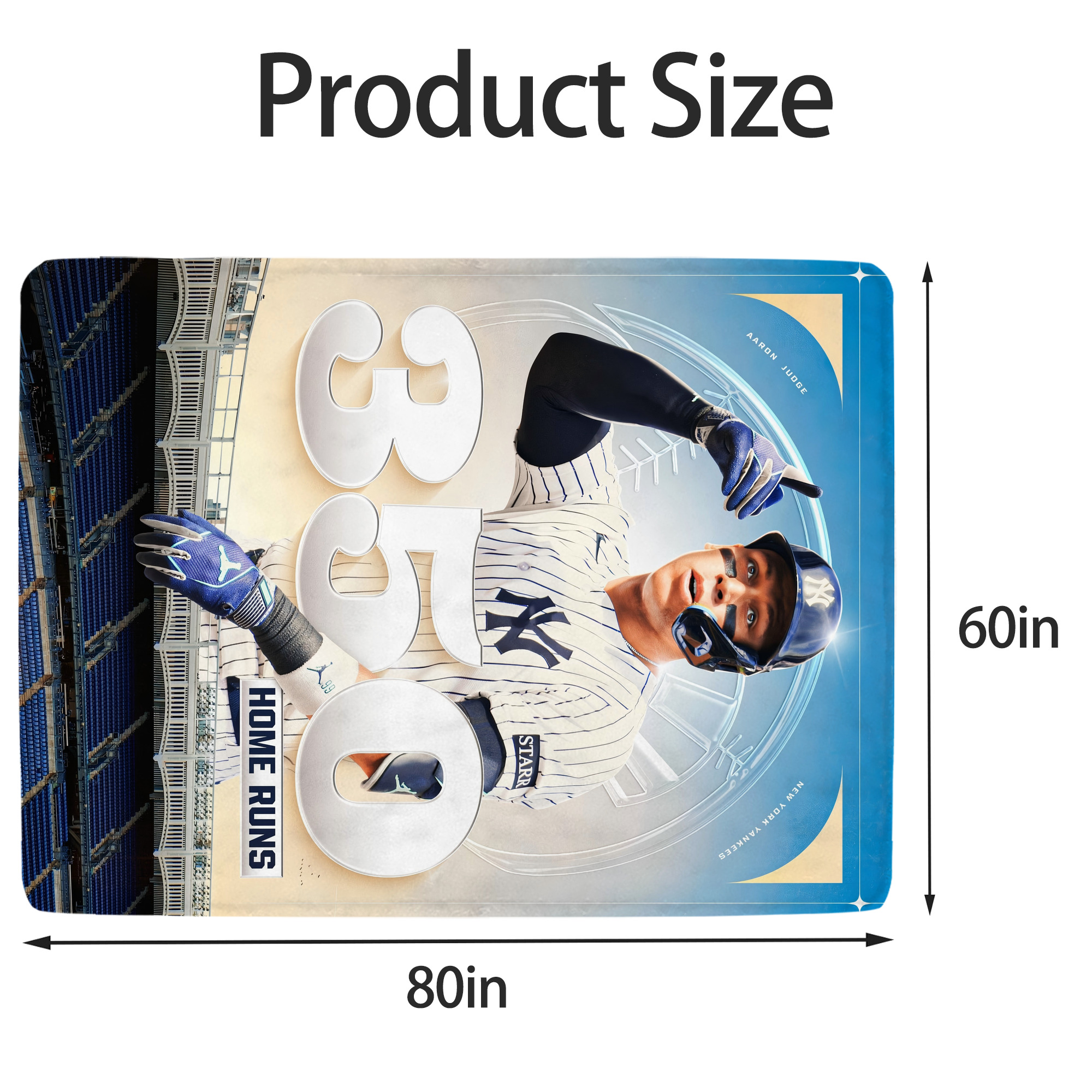 Aaron Judge's 350th Career Home Runs Soft Fleece Throw Blanket 60 X 80 Inch – Super Soft, Lightweight, And Durable – Perfect For Sofa, Bed, Camping, And More – Ideal Gift For Family And Friends