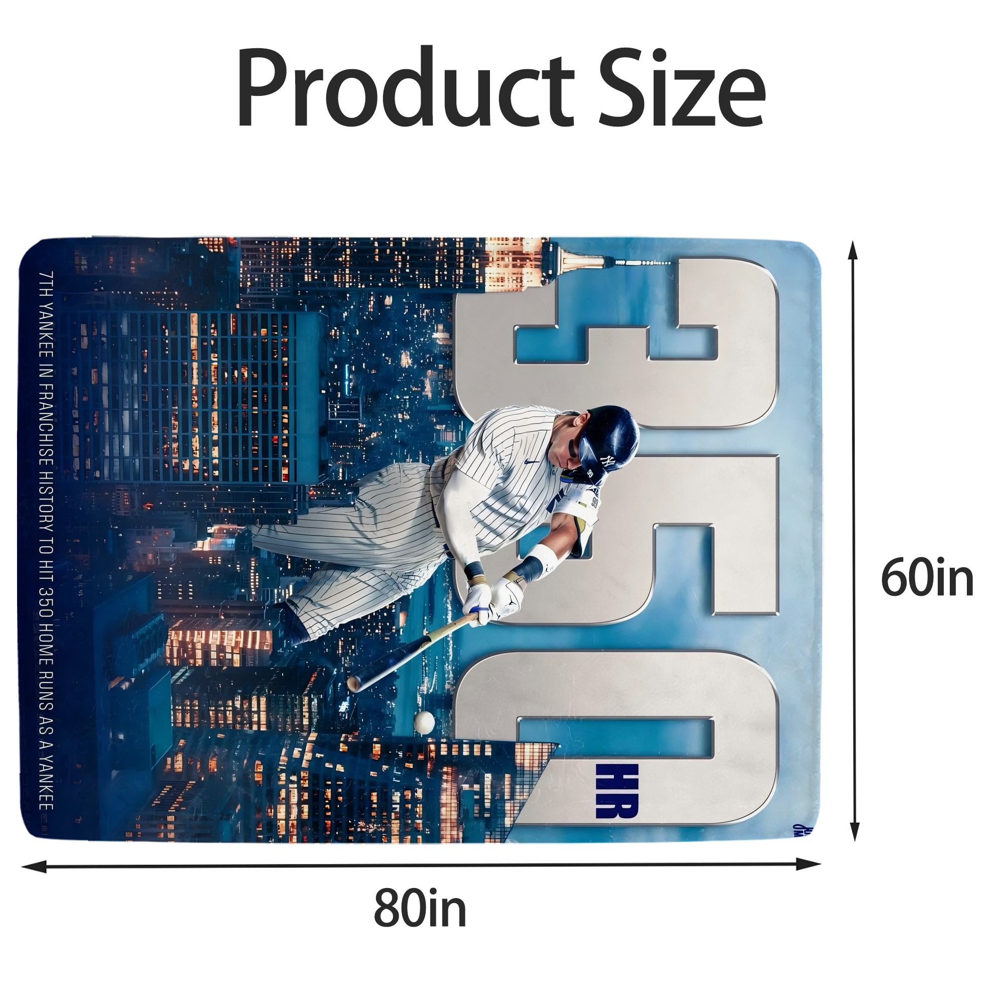 Aaron Judge's 350th Career Home Runs Soft Fleece Throw Blanket 60 X 80 Inch – Super Soft, Lightweight, And Durable – Perfect For Sofa, Bed, Camping, And More – Ideal Gift For Family And Friends