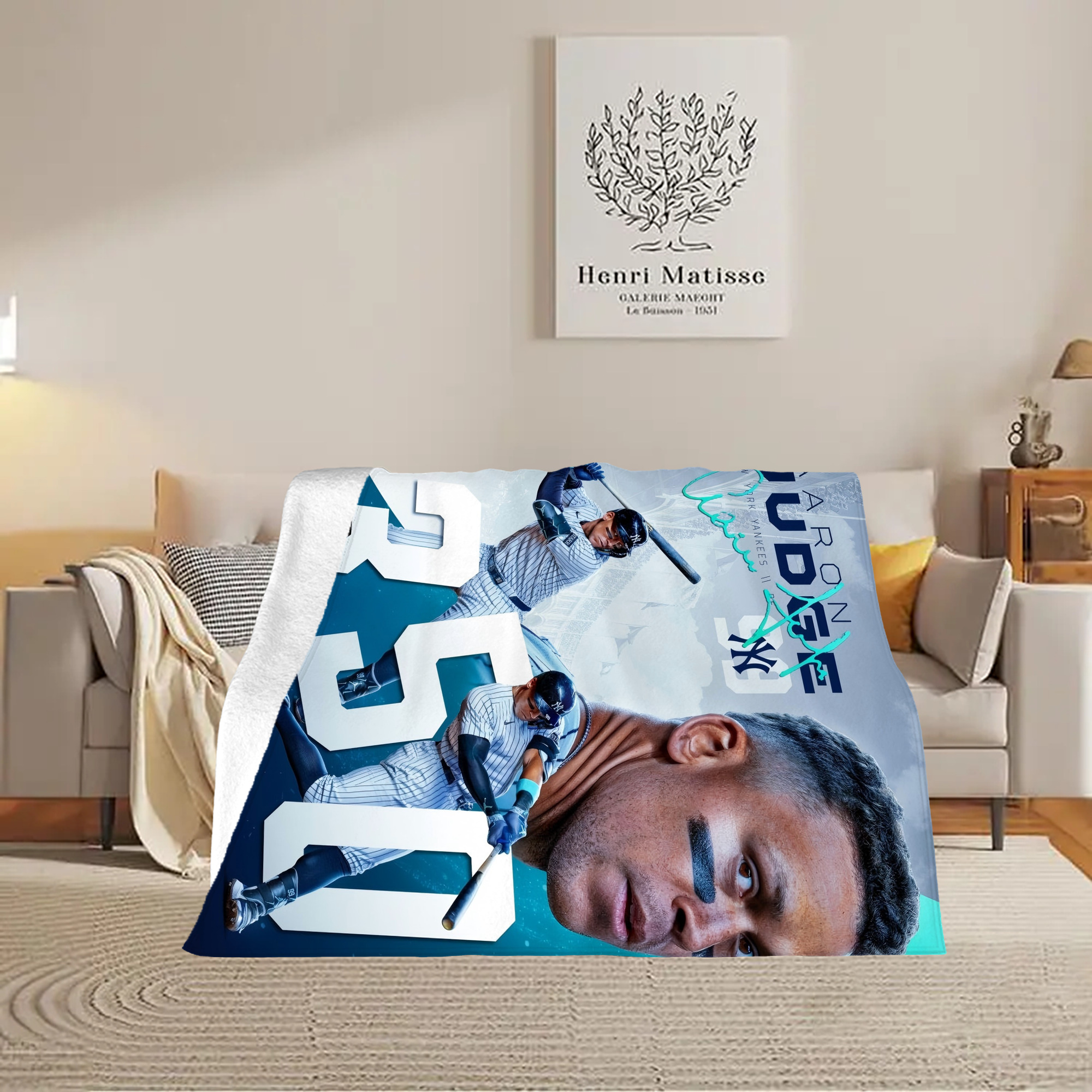 Aaron Judge's 350th Career Home Runs Soft Fleece Throw Blanket 60 X 80 Inch – Super Soft, Lightweight, And Durable – Perfect For Sofa, Bed, Camping, And More – Ideal Gift For Family And Friends