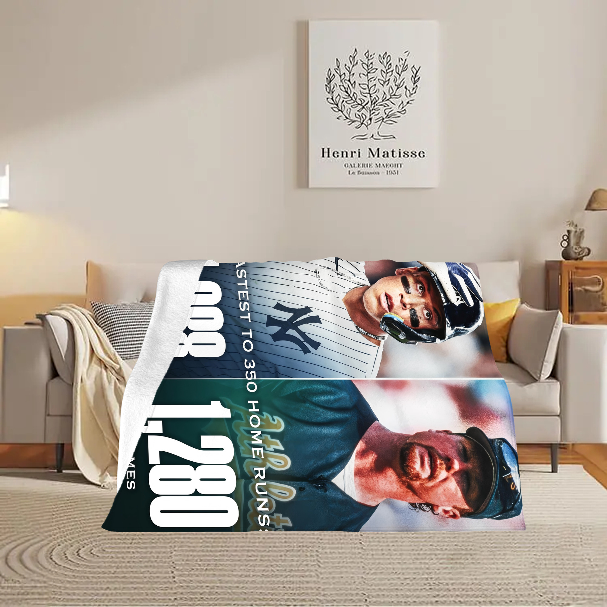 Aaron Judge's 350th Career Home Runs Soft Fleece Throw Blanket 60 X 80 Inch – Super Soft, Lightweight, And Durable – Perfect For Sofa, Bed, Camping, And More – Ideal Gift For Family And Friends