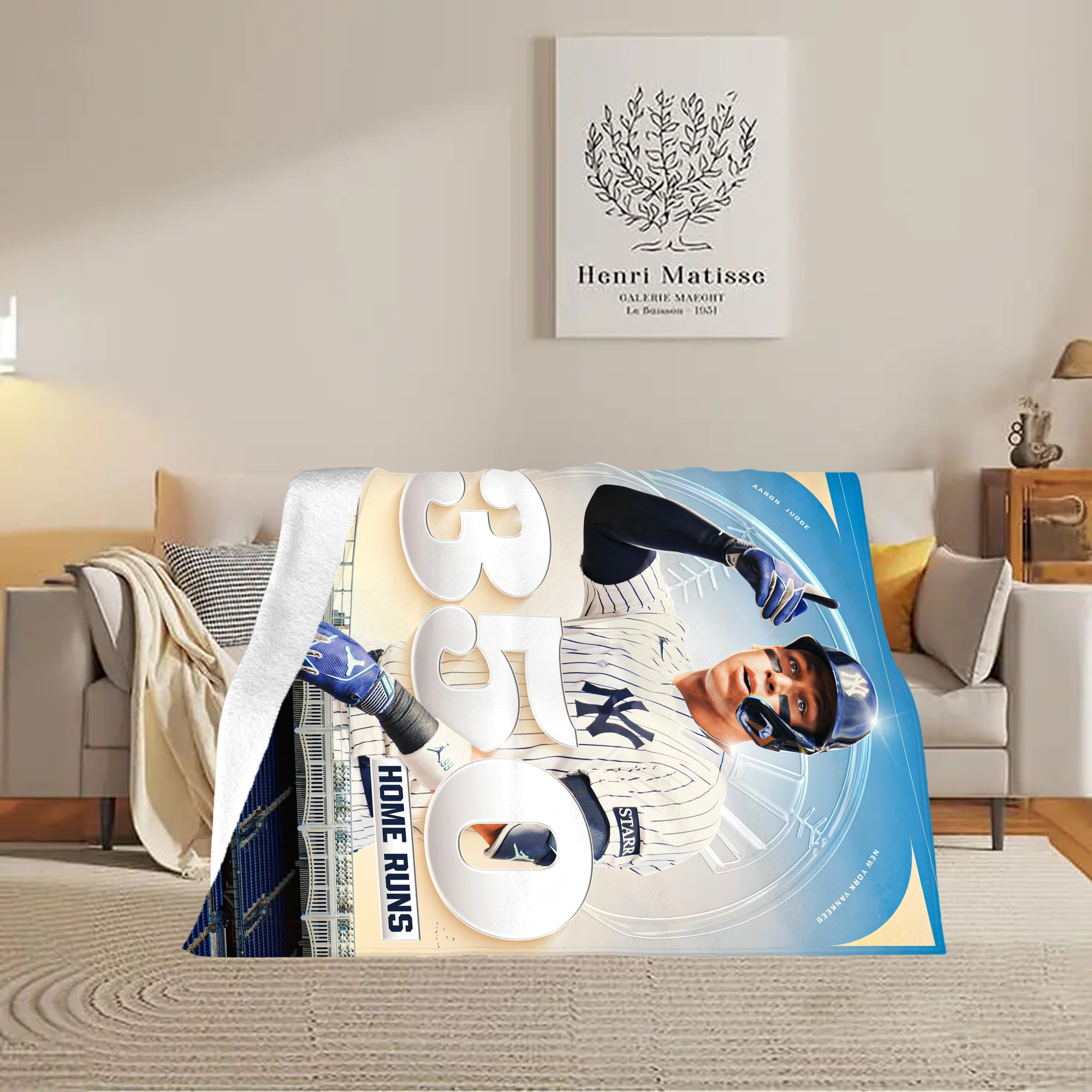 Aaron Judge's 350th Career Home Runs Soft Fleece Throw Blanket 60 X 80 Inch – Super Soft, Lightweight, And Durable – Perfect For Sofa, Bed, Camping, And More – Ideal Gift For Family And Friends