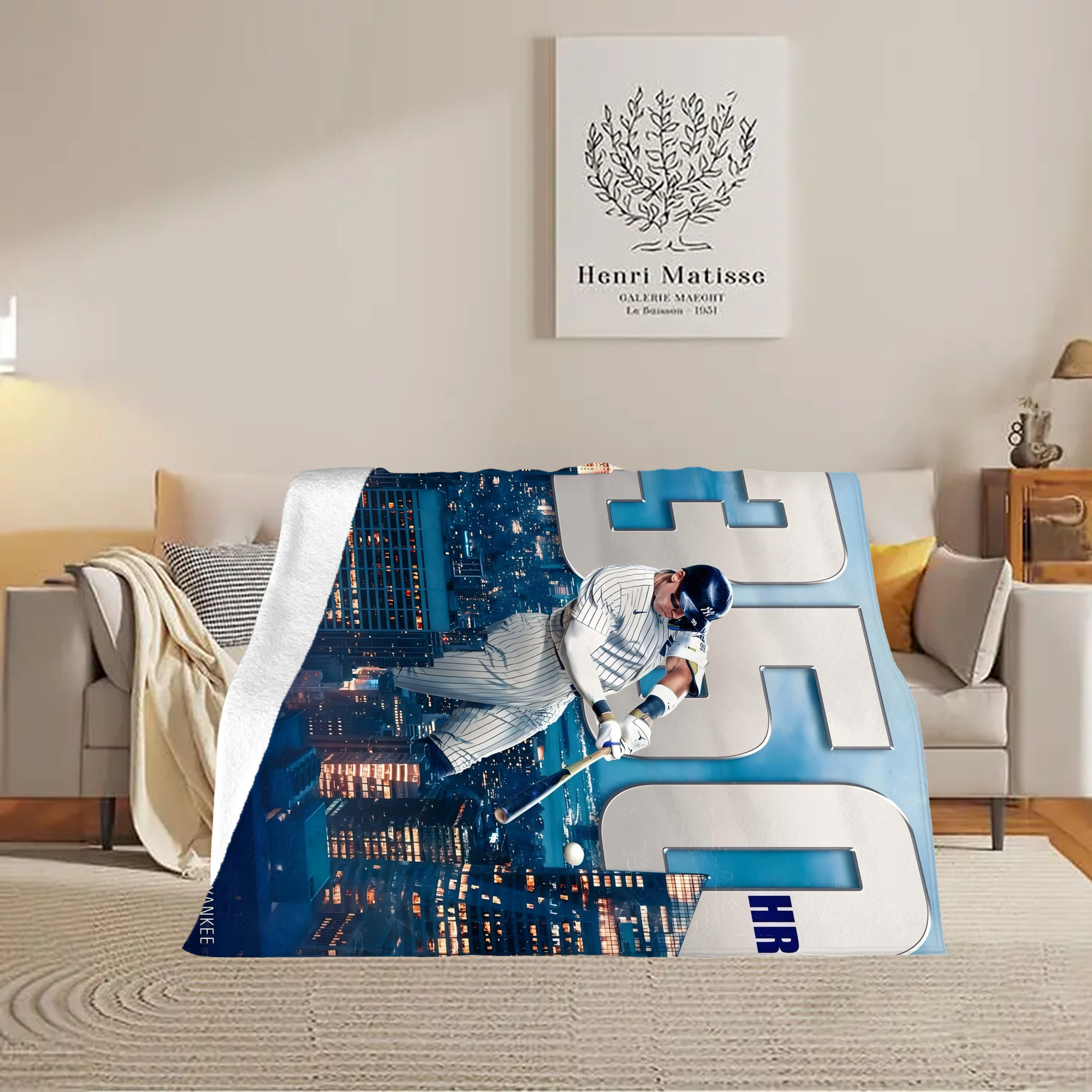 Aaron Judge's 350th Career Home Runs Soft Fleece Throw Blanket 60 X 80 Inch – Super Soft, Lightweight, And Durable – Perfect For Sofa, Bed, Camping, And More – Ideal Gift For Family And Friends